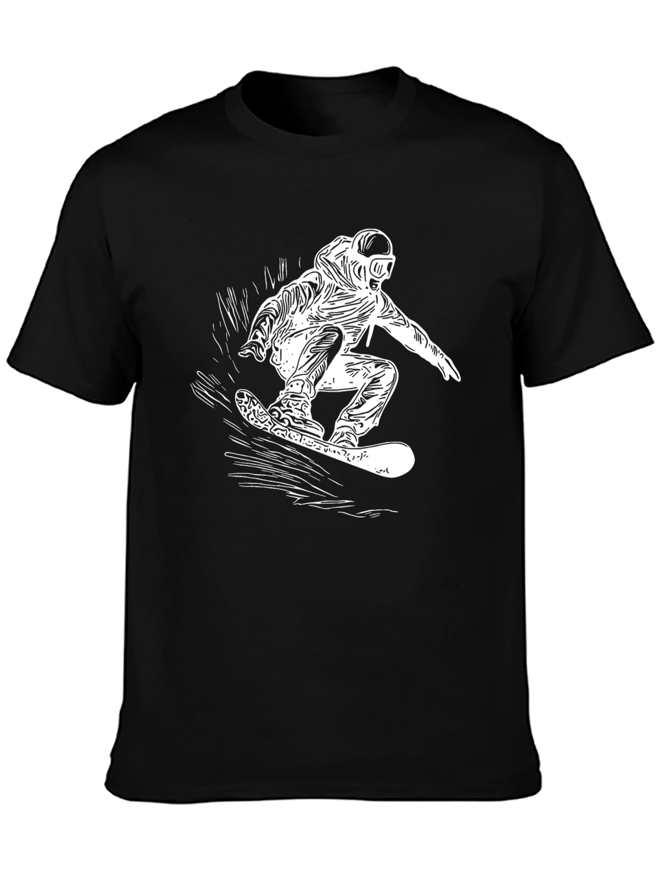 Black Snowboarder Graphic Tee - Black Cotton T-Shirt view 3