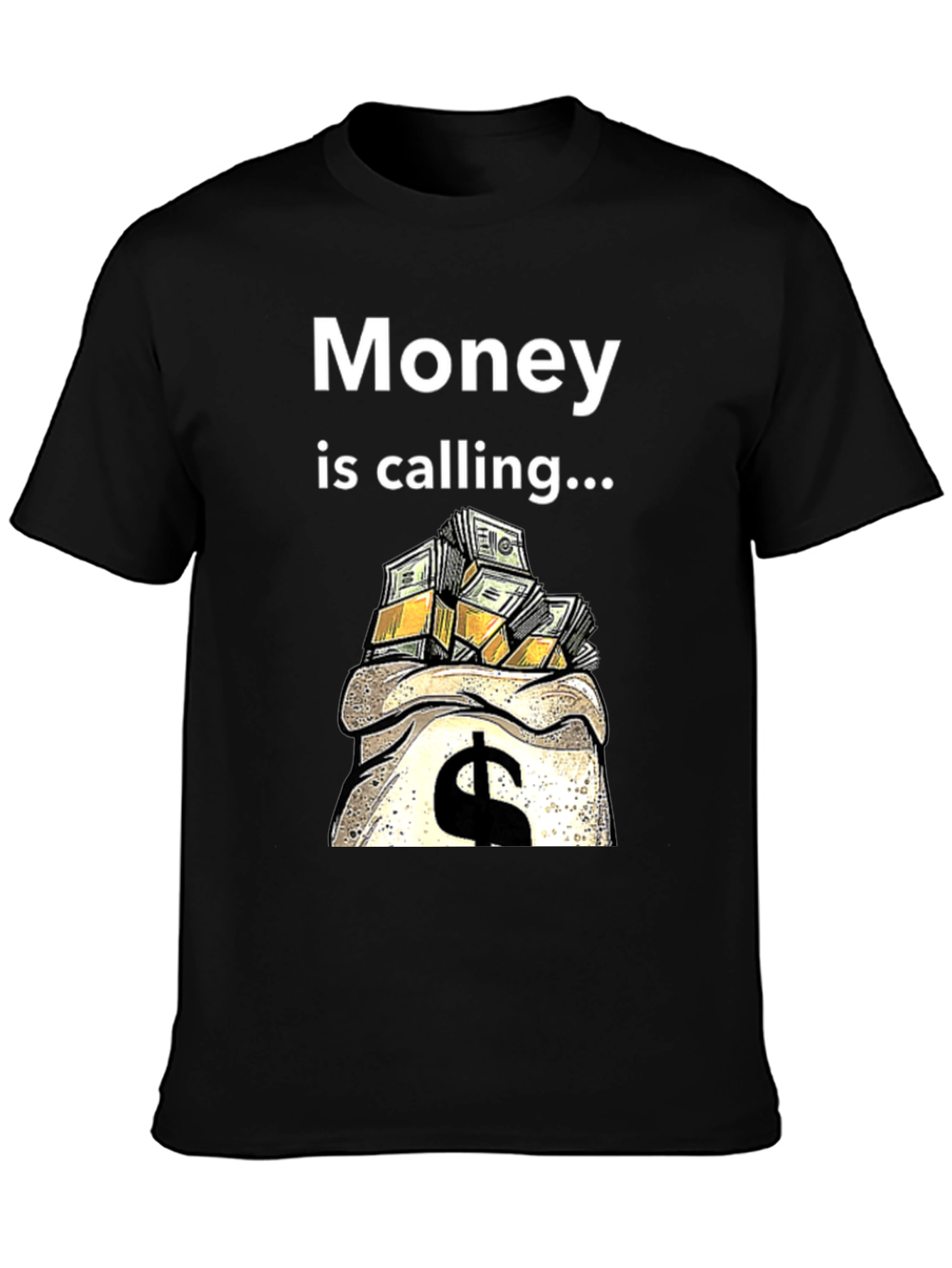 Black Money Calling Graphic Tee view 3