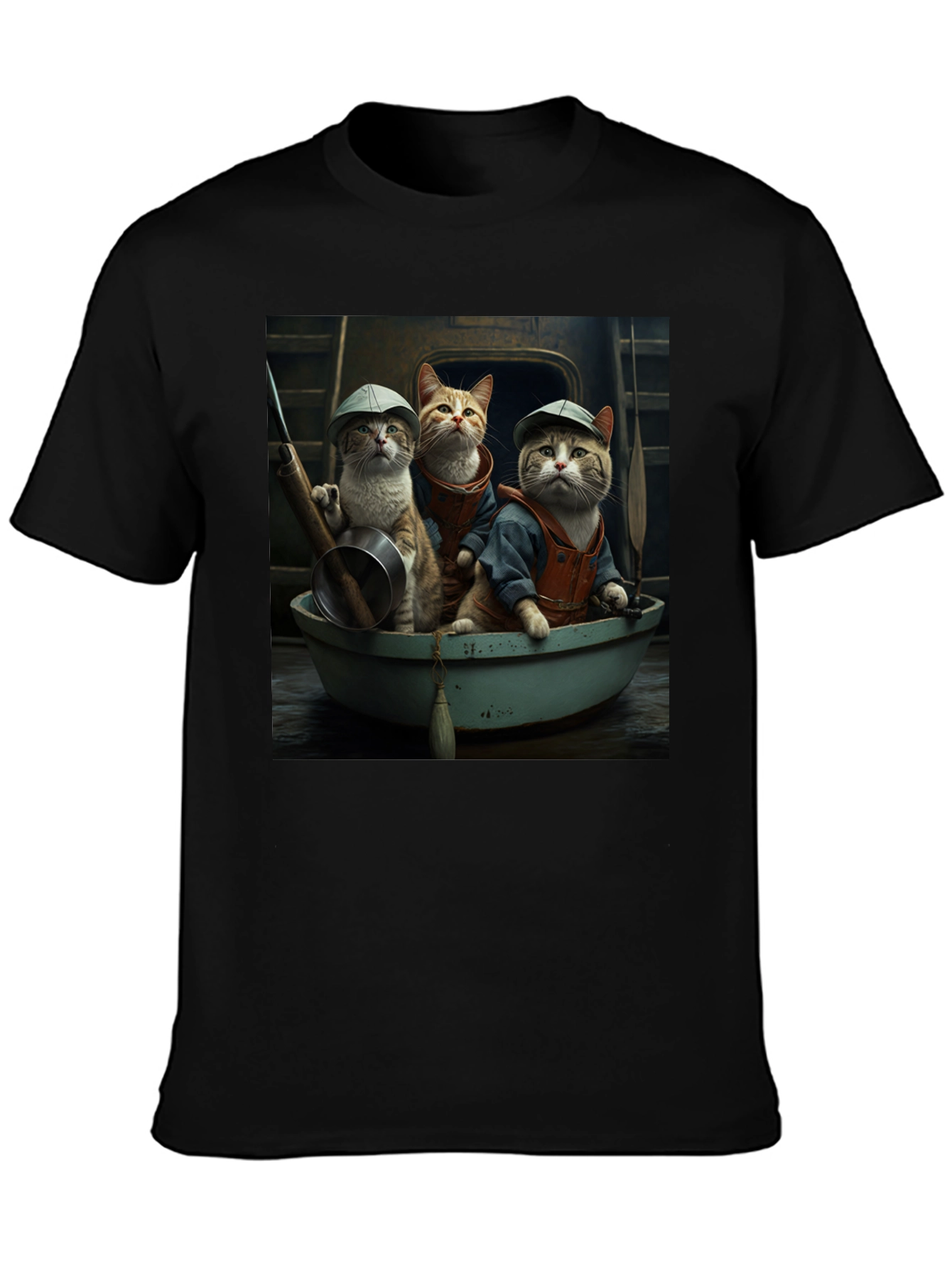 Black Cats in Boat Graphic Tee view 3