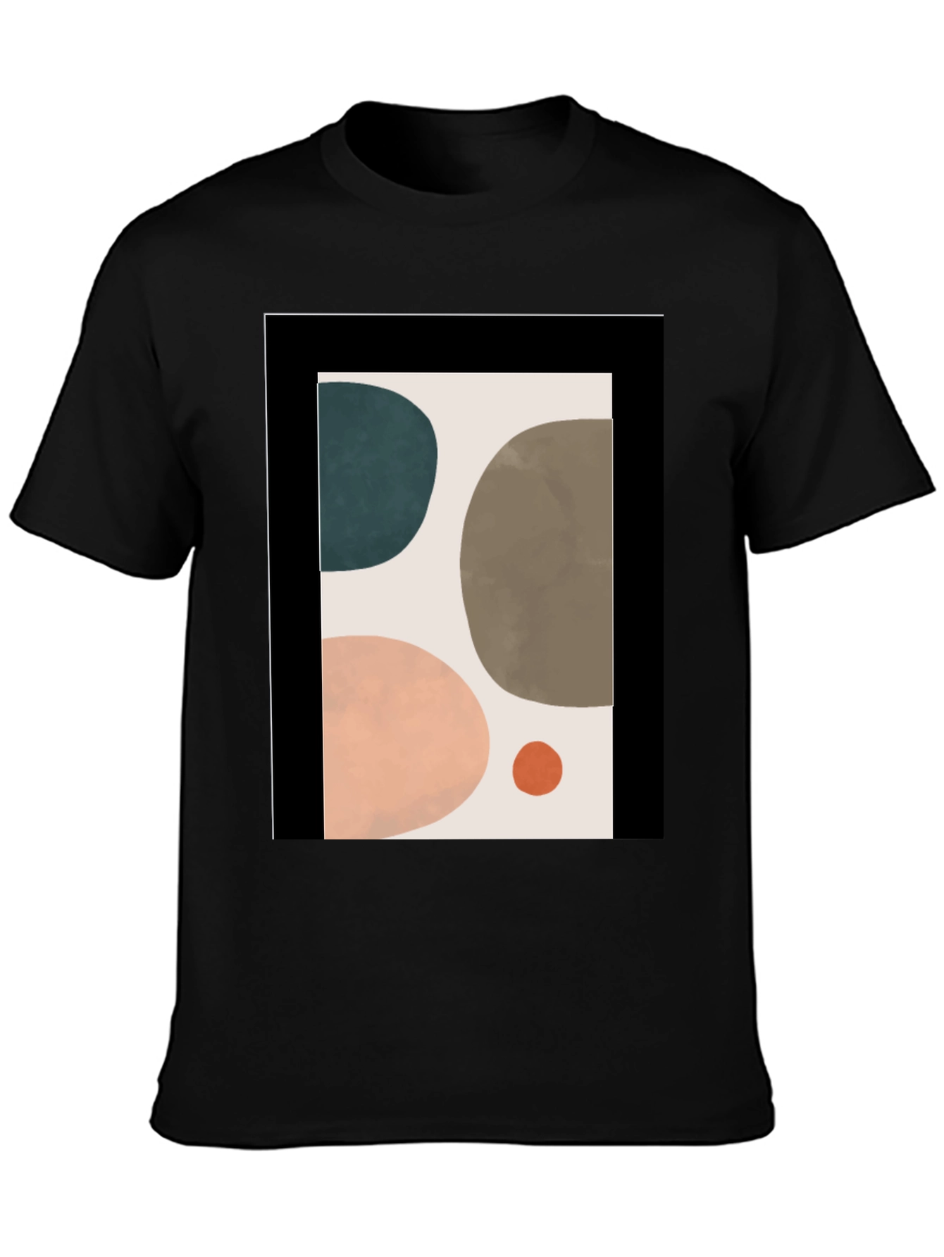 Black Abstract Art T-Shirt - Modern Design Tee view 3