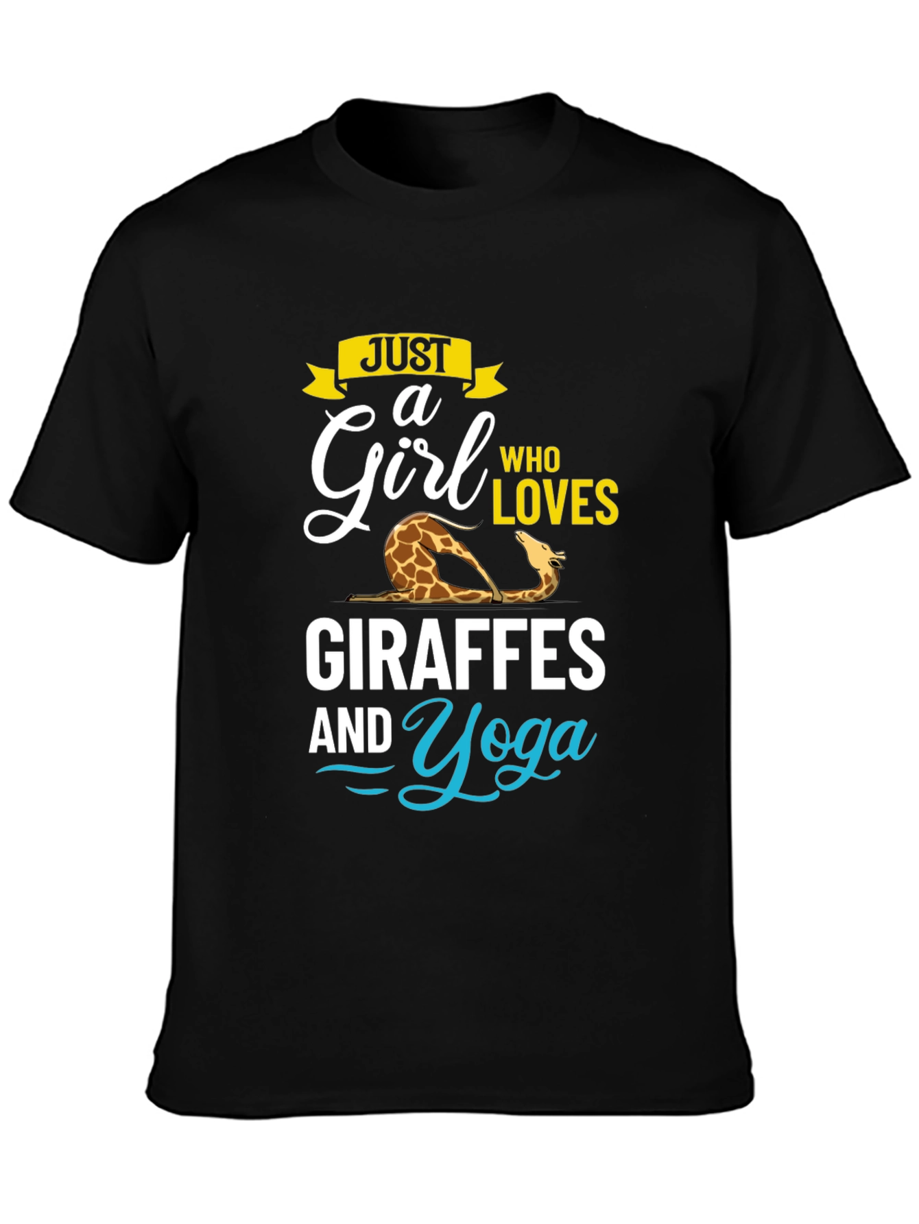 Black Giraffe Yoga Lover Black T-Shirt view 3