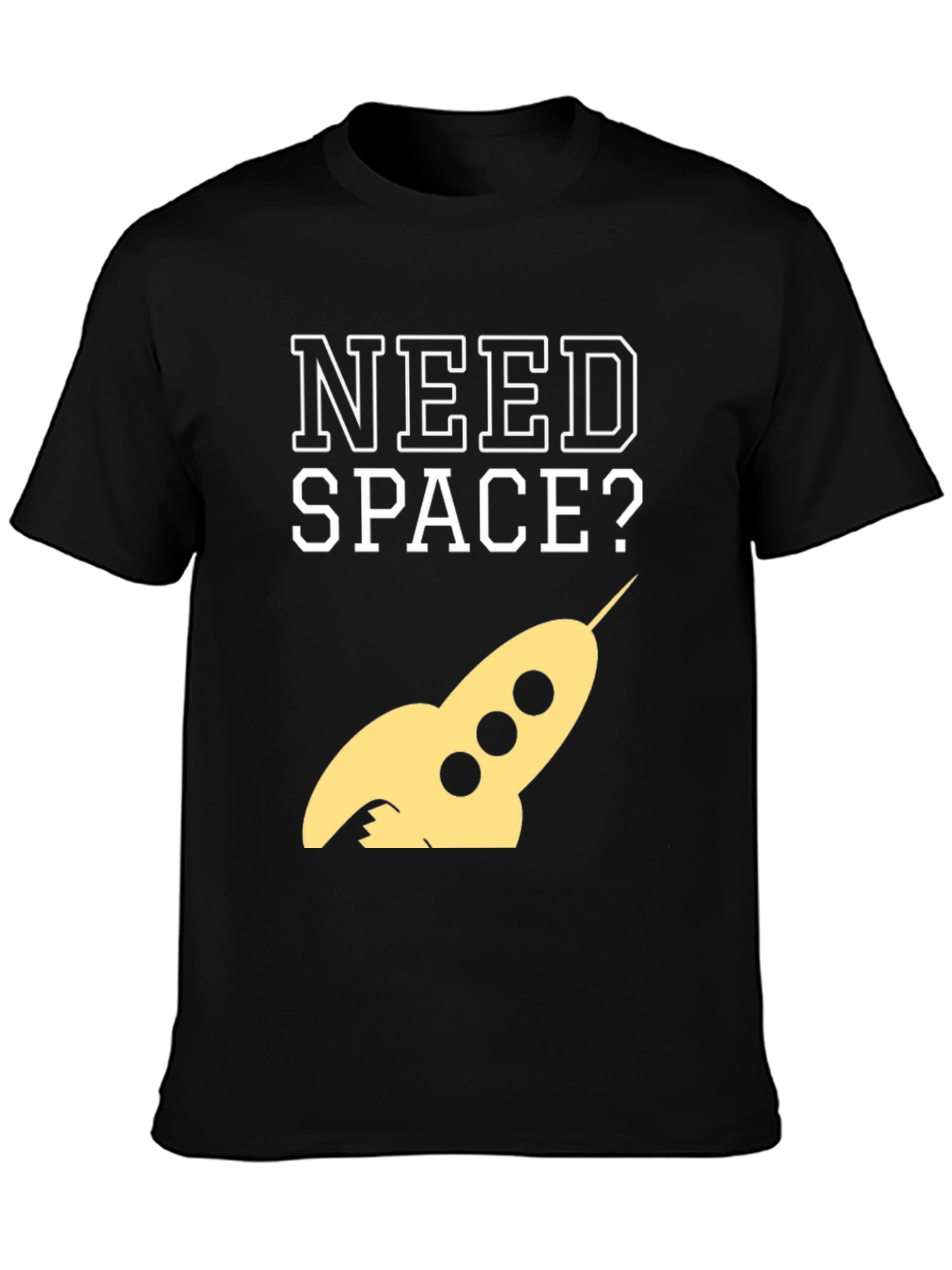 Black Need Space? Rocket Graphic Tee - Black Cotton T-Shirt view 3