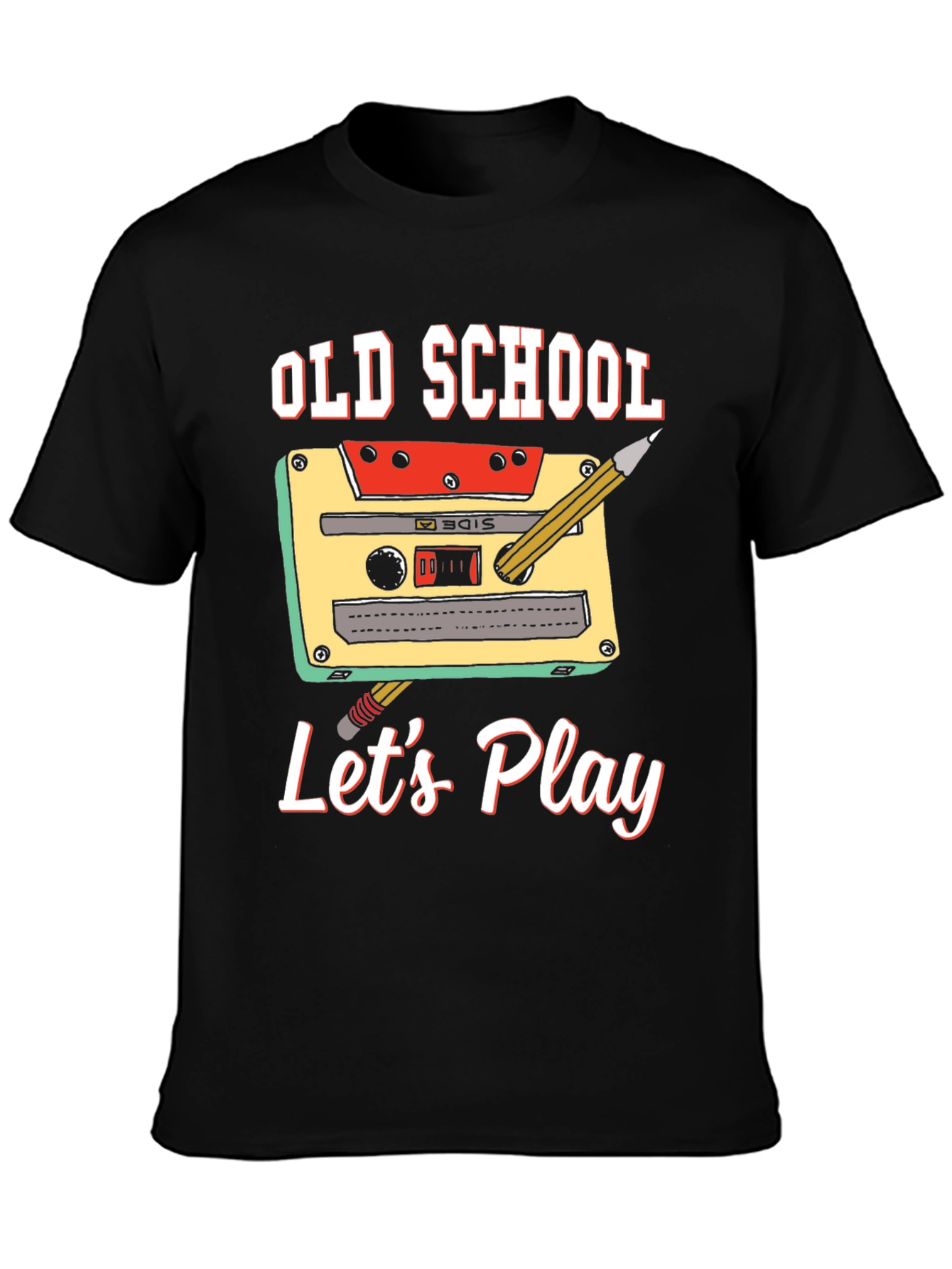 Black Old School Let's Play Graphic Tee view 3