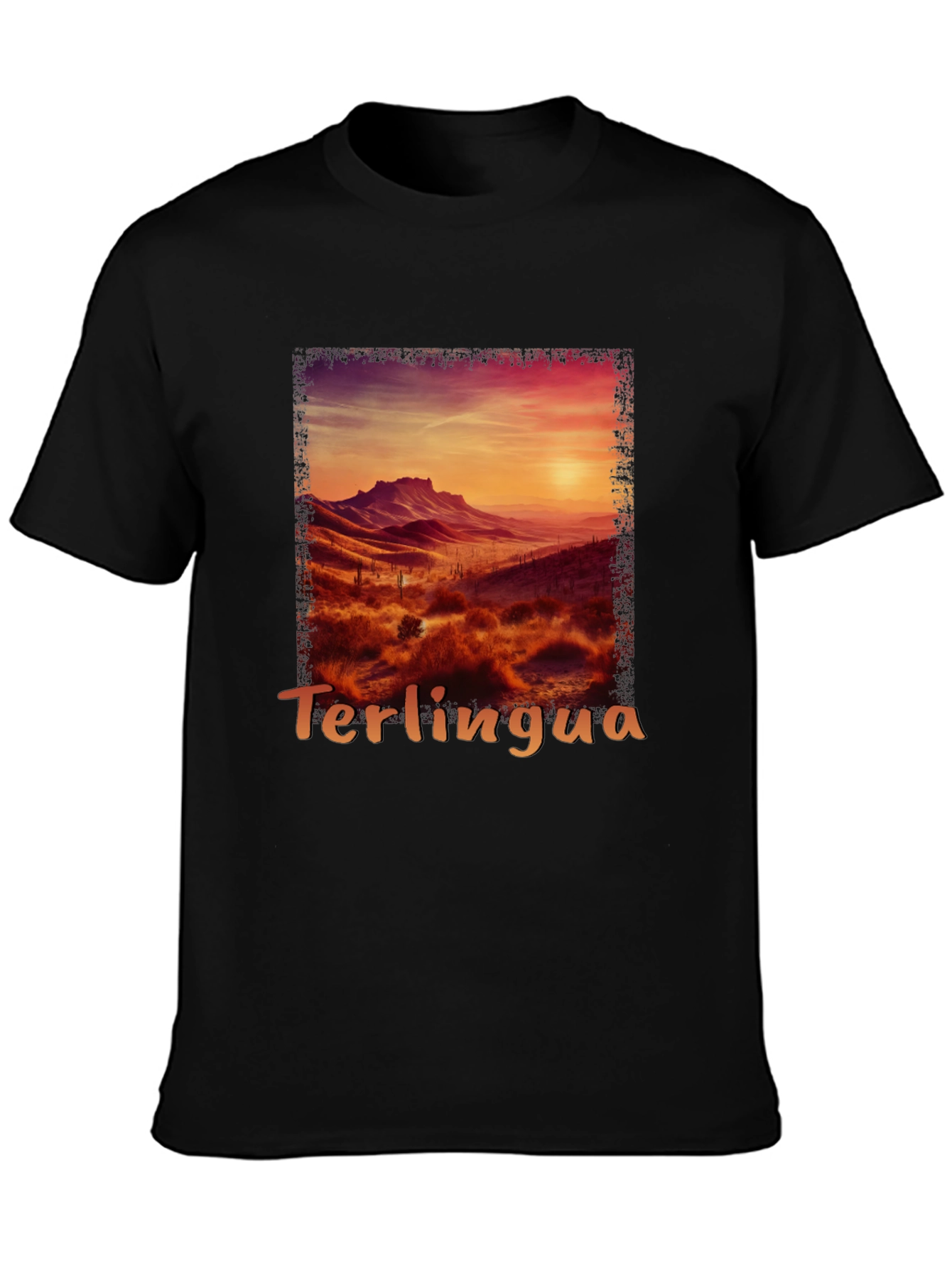 Black Terlingua Sunset Graphic Tee - Desert Scene Shirt view 3