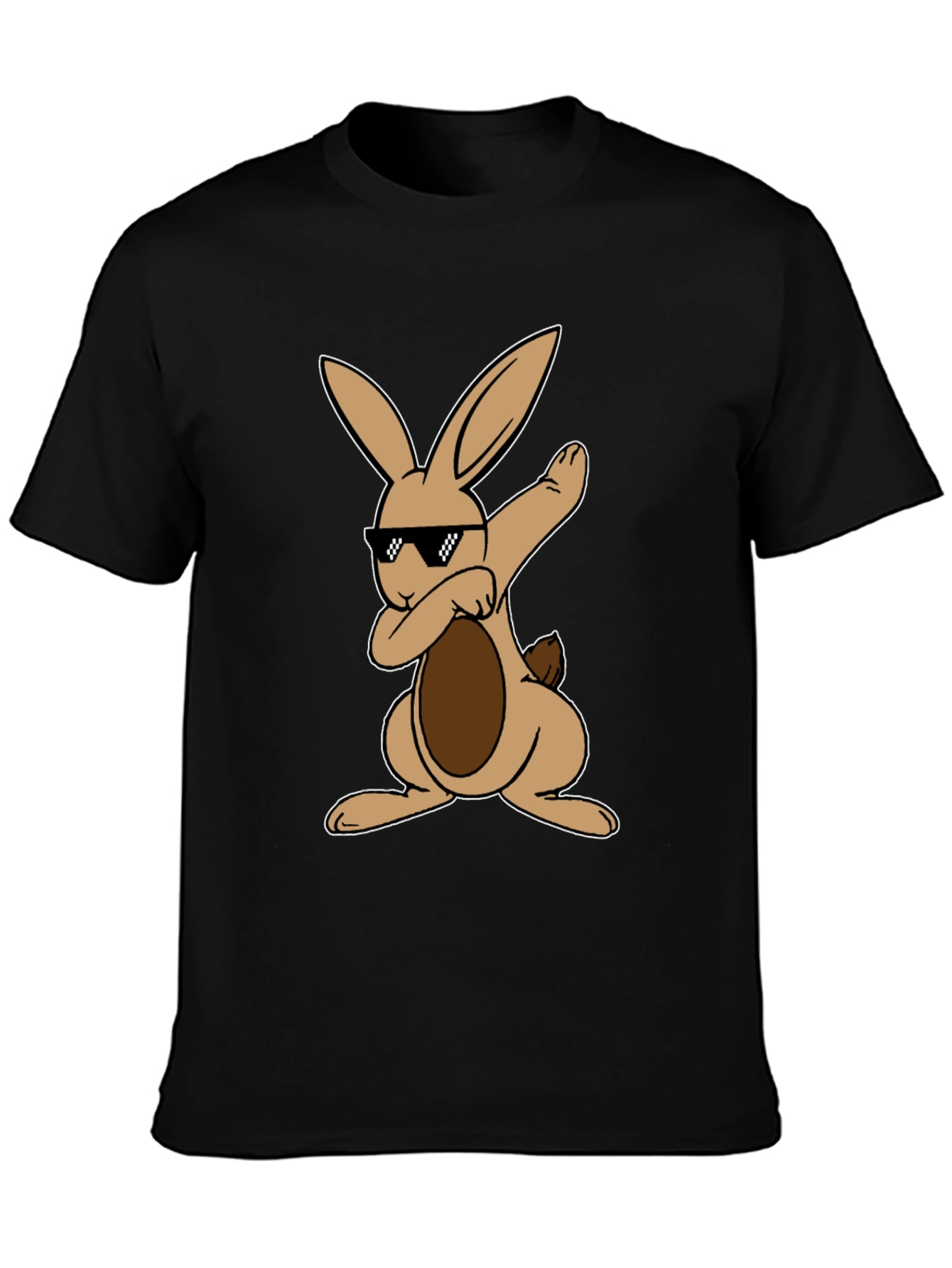 Black Dabbing Easter Bunny T-Shirt view 3