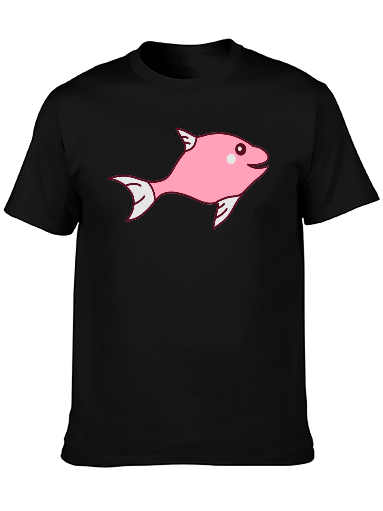 Black Pink Fish Graphic Tee - Black Cotton Blend view 3