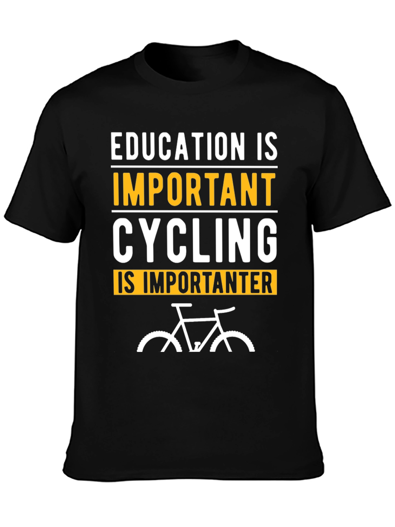 Black Funny Cycling T-Shirt: Education is Important Biker Tee view 3