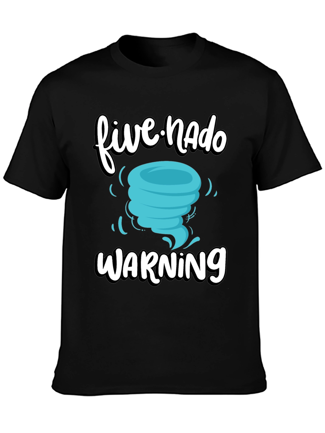 Black Five-Nado Warning T-Shirt, Funny Weather Tee view 3