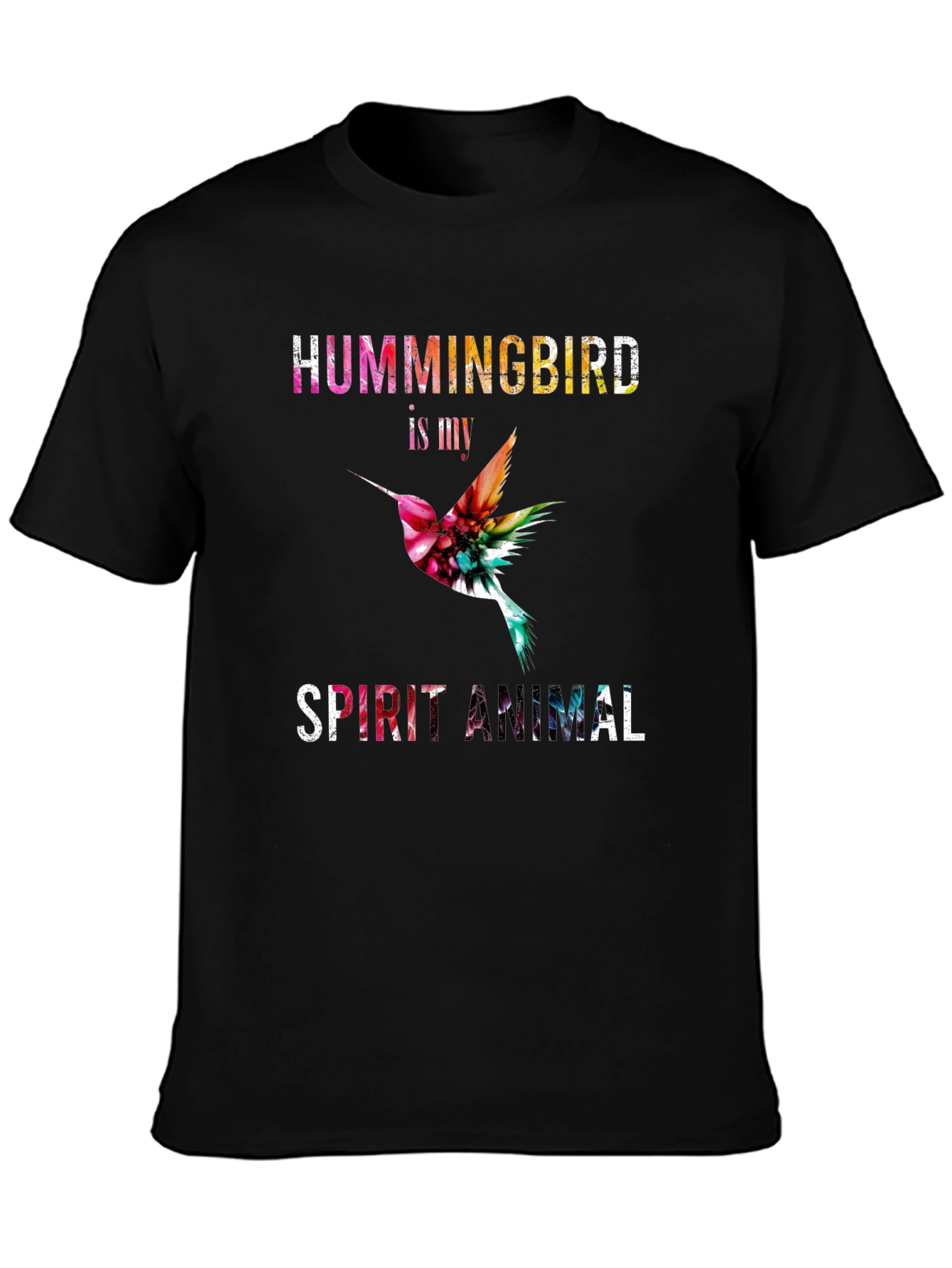 Black Hummingbird Spirit Animal Graphic Tee view 3