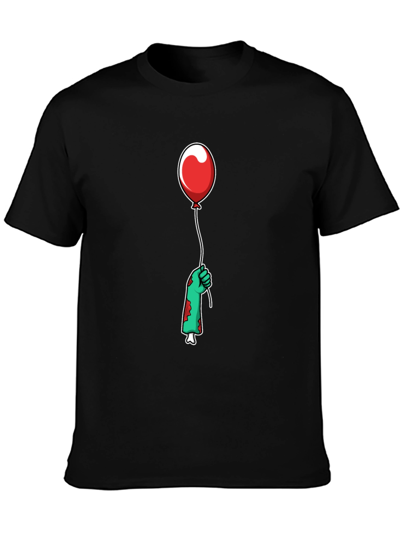 Black Zombie Hand Red Balloon Graphic T-Shirt view 3