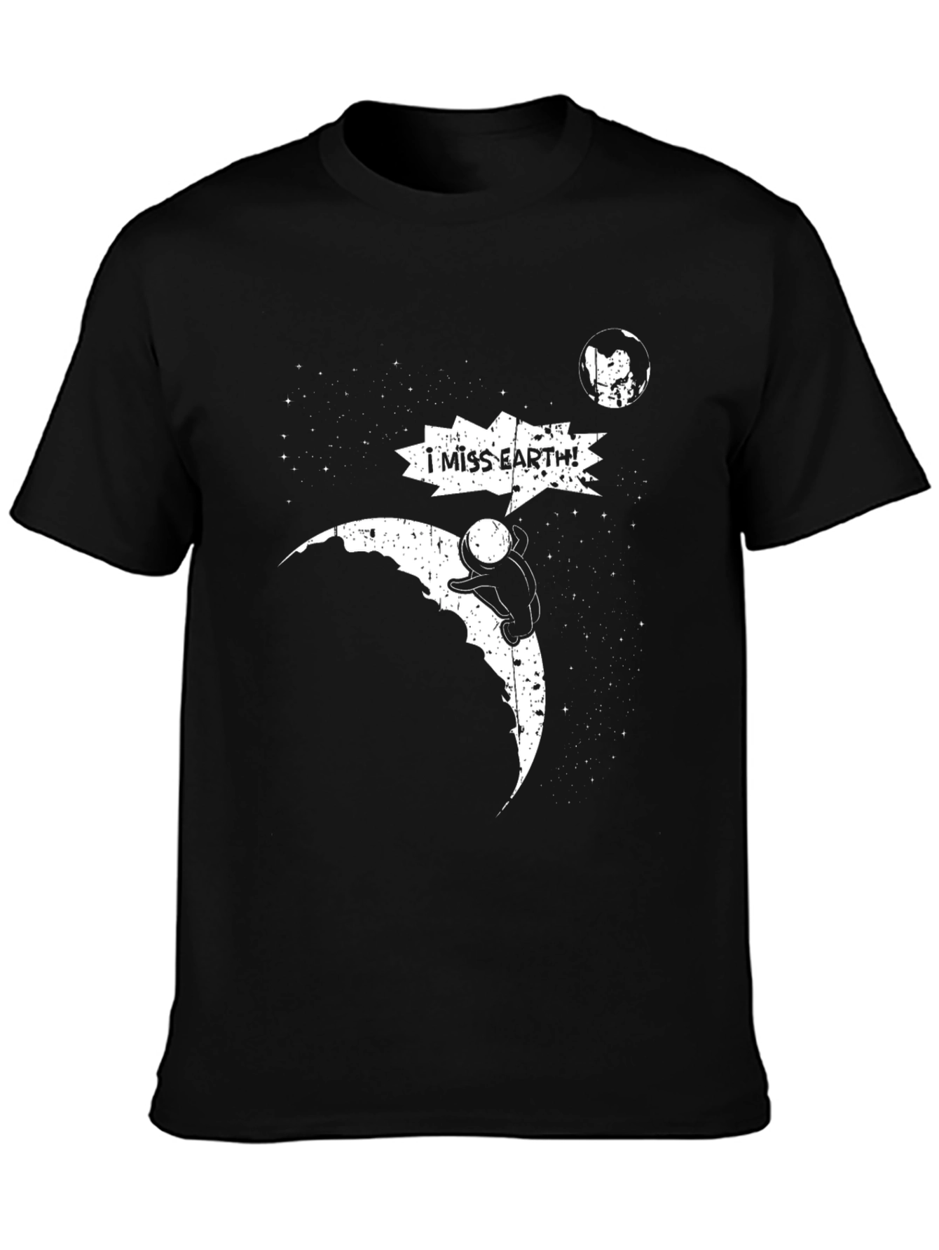 Black I Miss Earth Graphic T-Shirt - Black Cotton Tee view 3