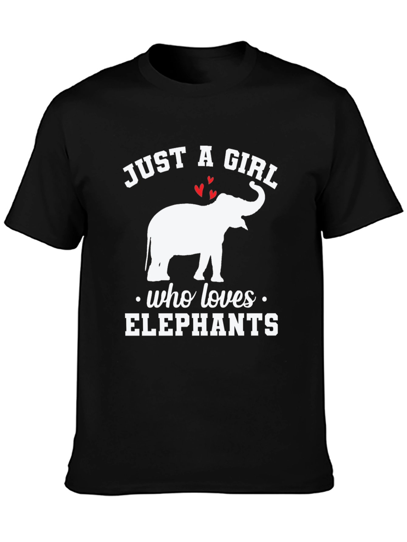 Black Just A Girl Who Loves Elephants T-Shirt view 3