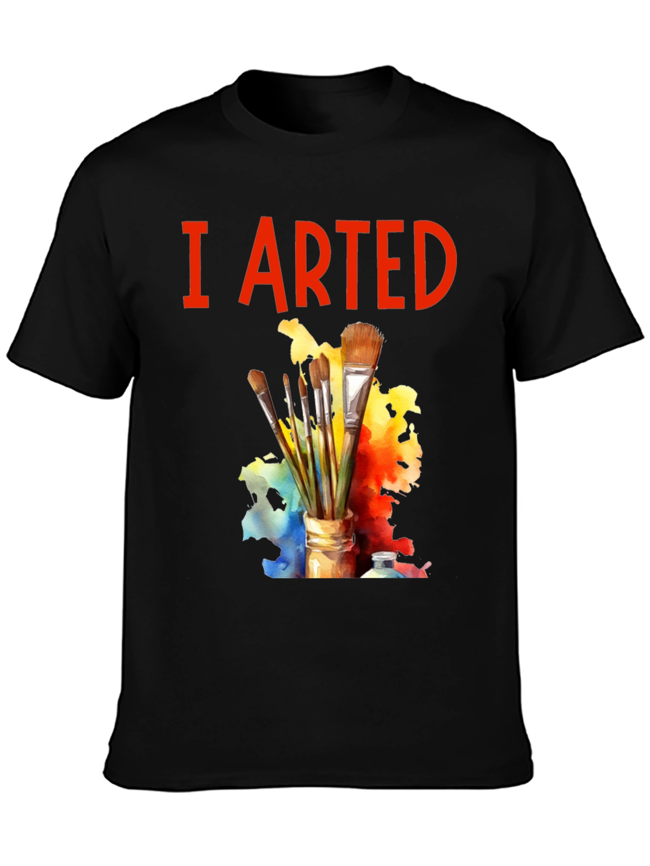 Black I Arted T-Shirt - Painter's Palette Brush Design view 3