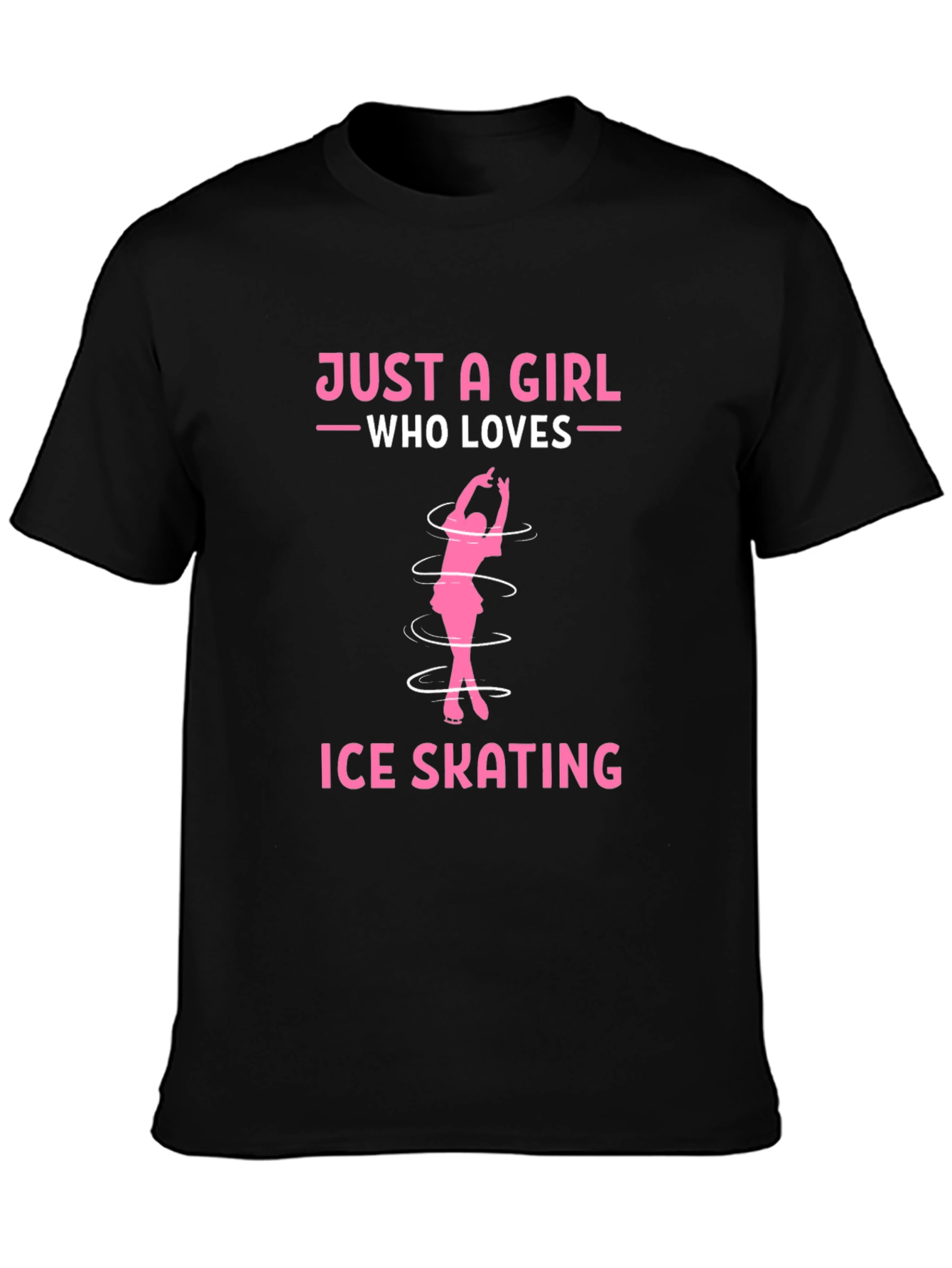 Black Just a Girl Who Loves Ice Skating T-Shirt view 3