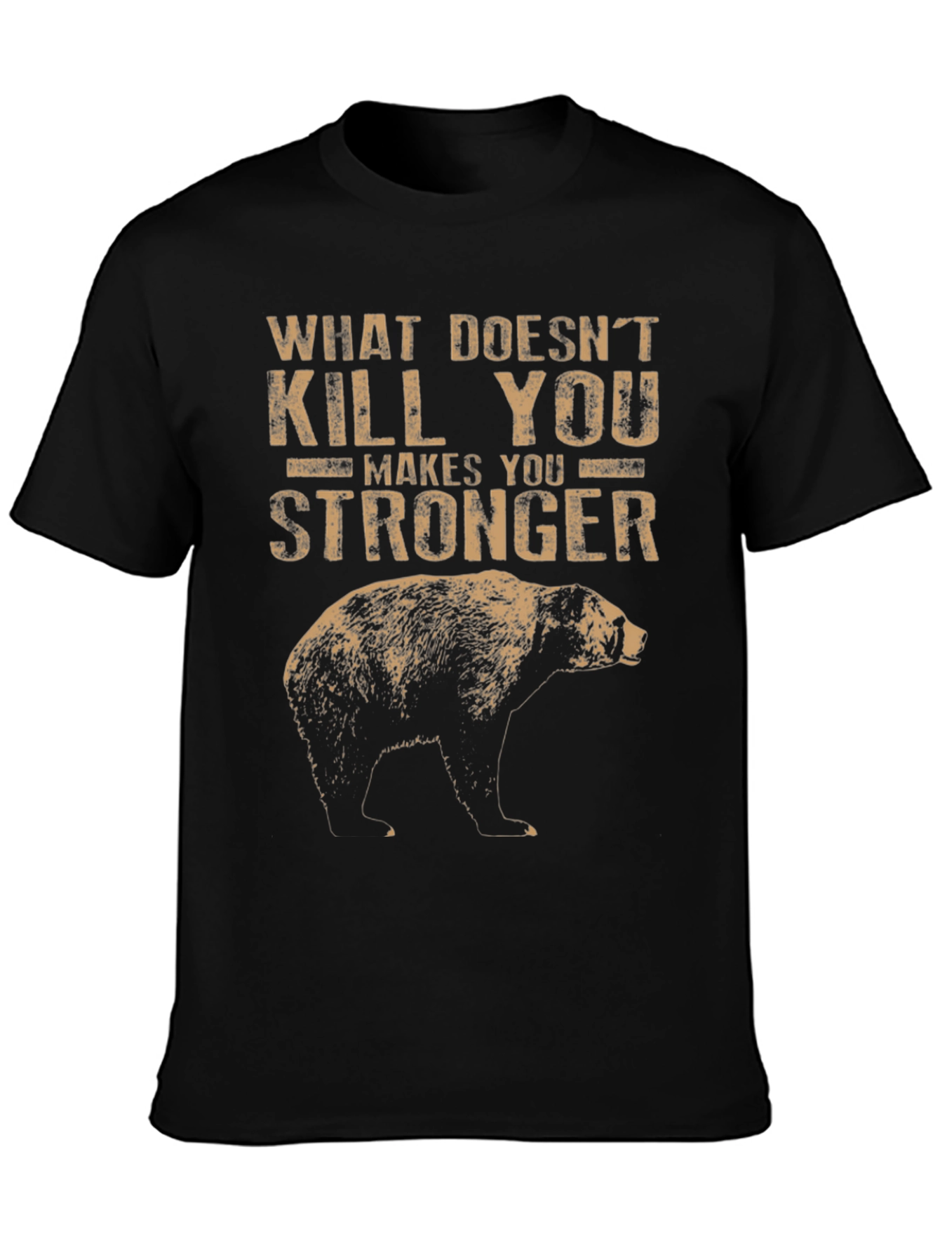 Black Grizzly Bear Stronger Graphic Tee view 3