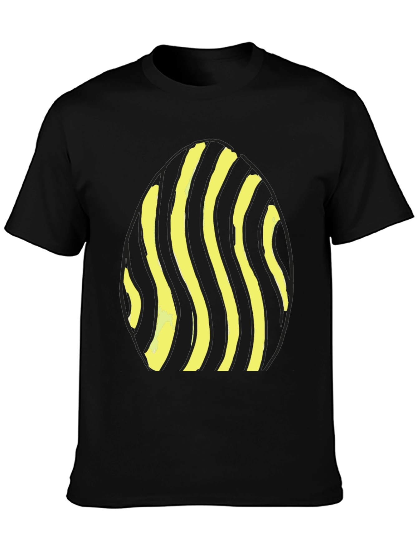 Black Striped Egg Graphic Tee - Casual Black T-Shirt view 3