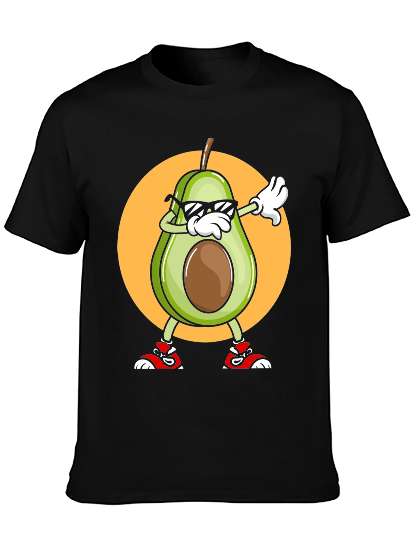 Black Avocado Dabbing Graphic Tee - Cool Cartoon T-Shirt view 3