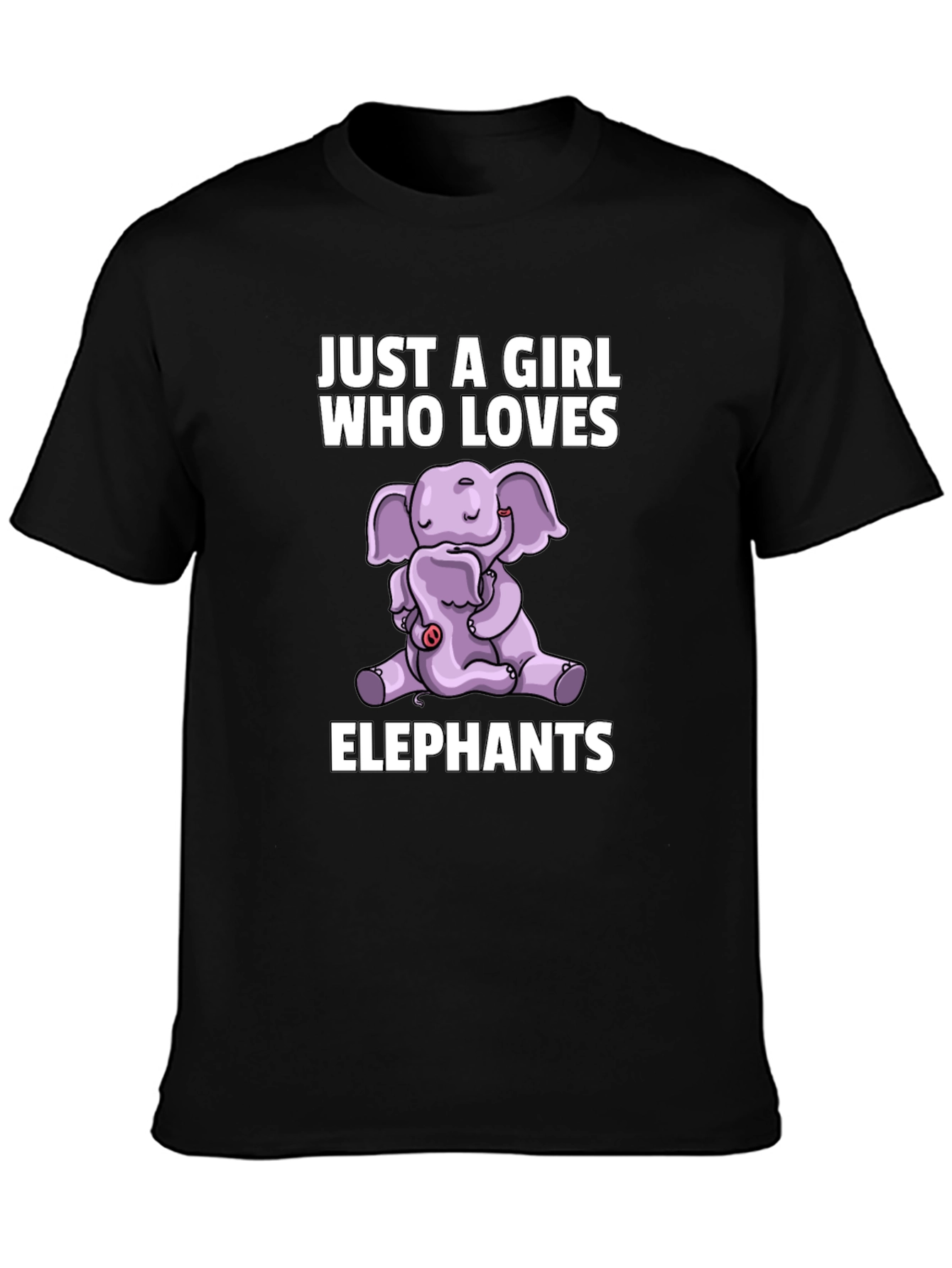 Black Elephant Lover's T-Shirt - Girl's Cute Elephant Design view 3