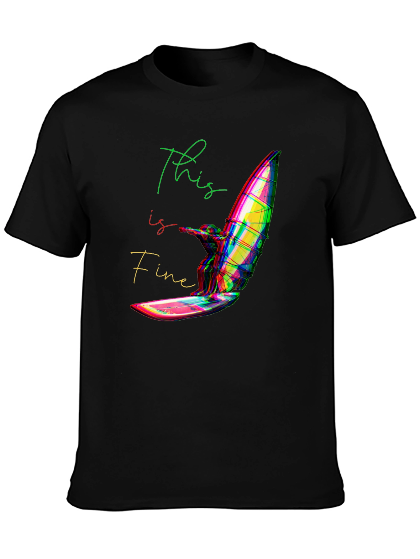 Black This is Fine Windsurfing T-Shirt - Black view 3