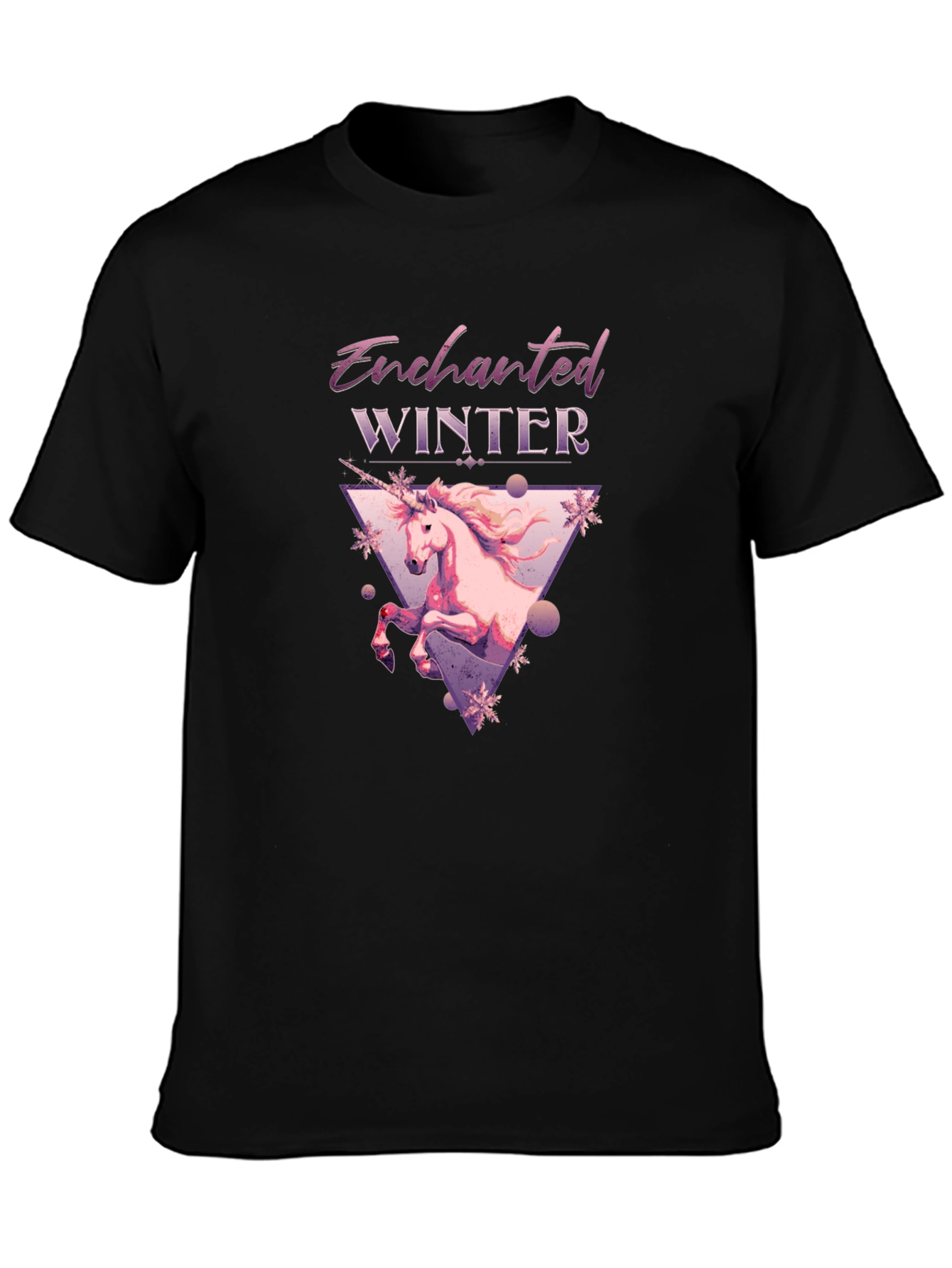 Black Enchanted Winter Unicorn Graphic Tee - Black view 3