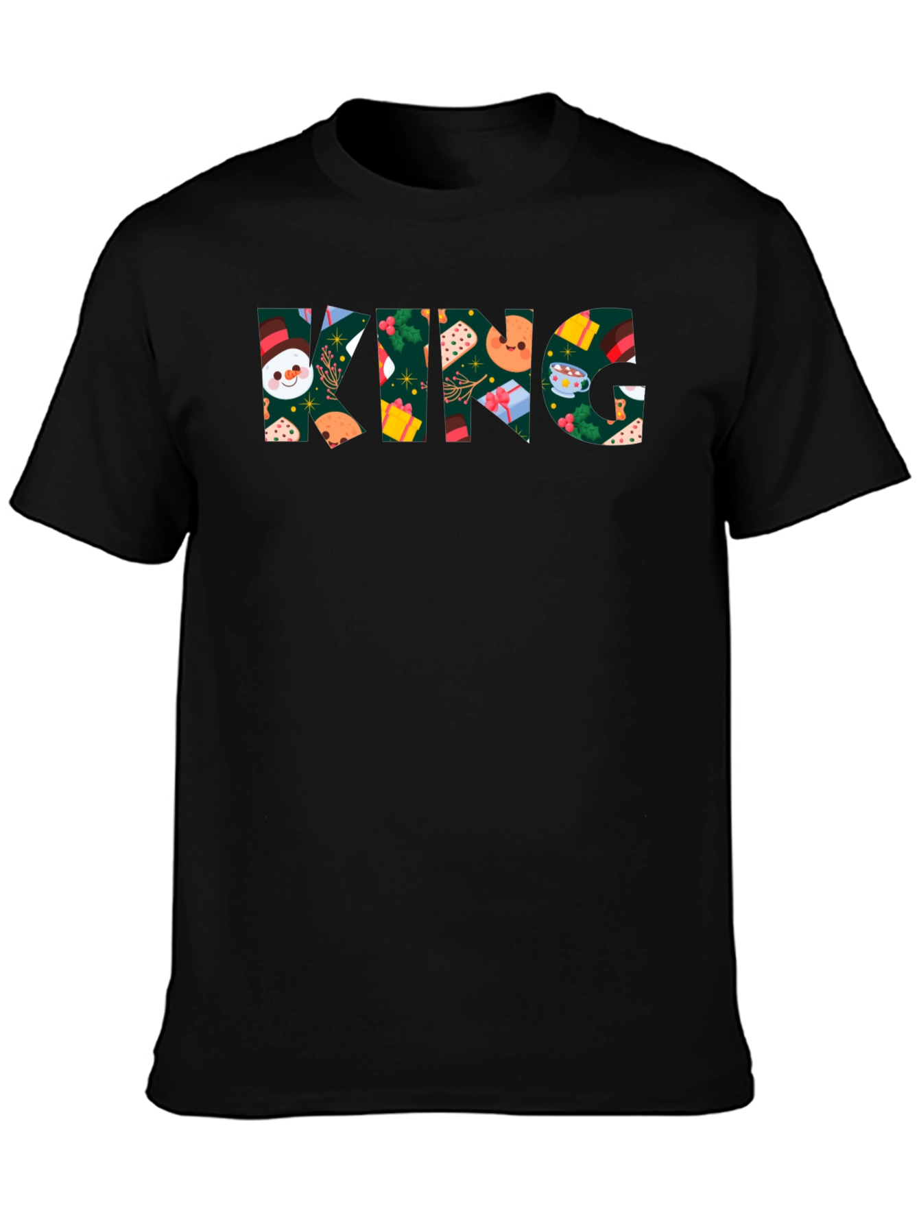 Black Festive King T-Shirt: Holiday Cheer view 3
