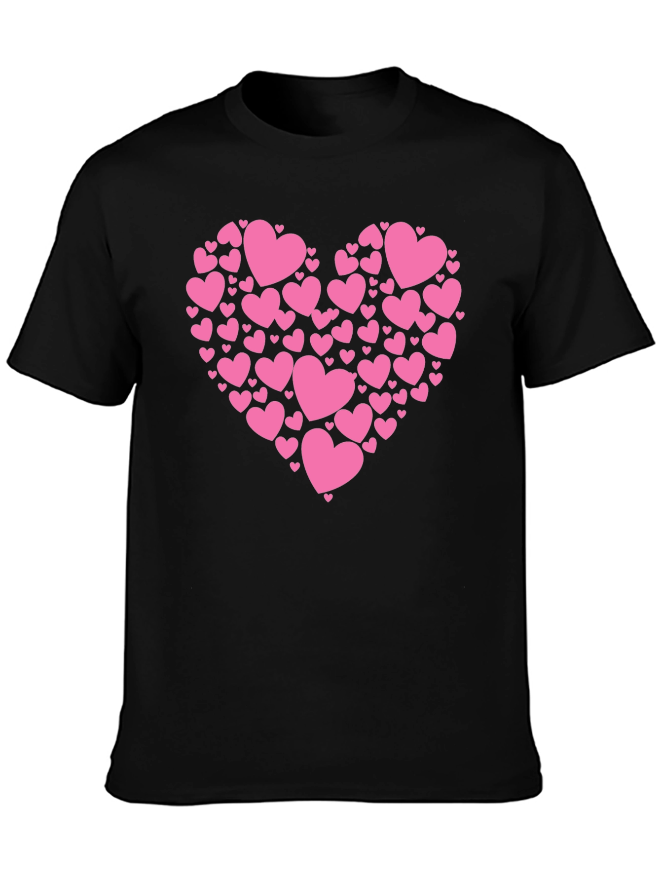 Black Heart Made of Hearts Graphic Tee - Black Cotton Blend T-Shirt view 3