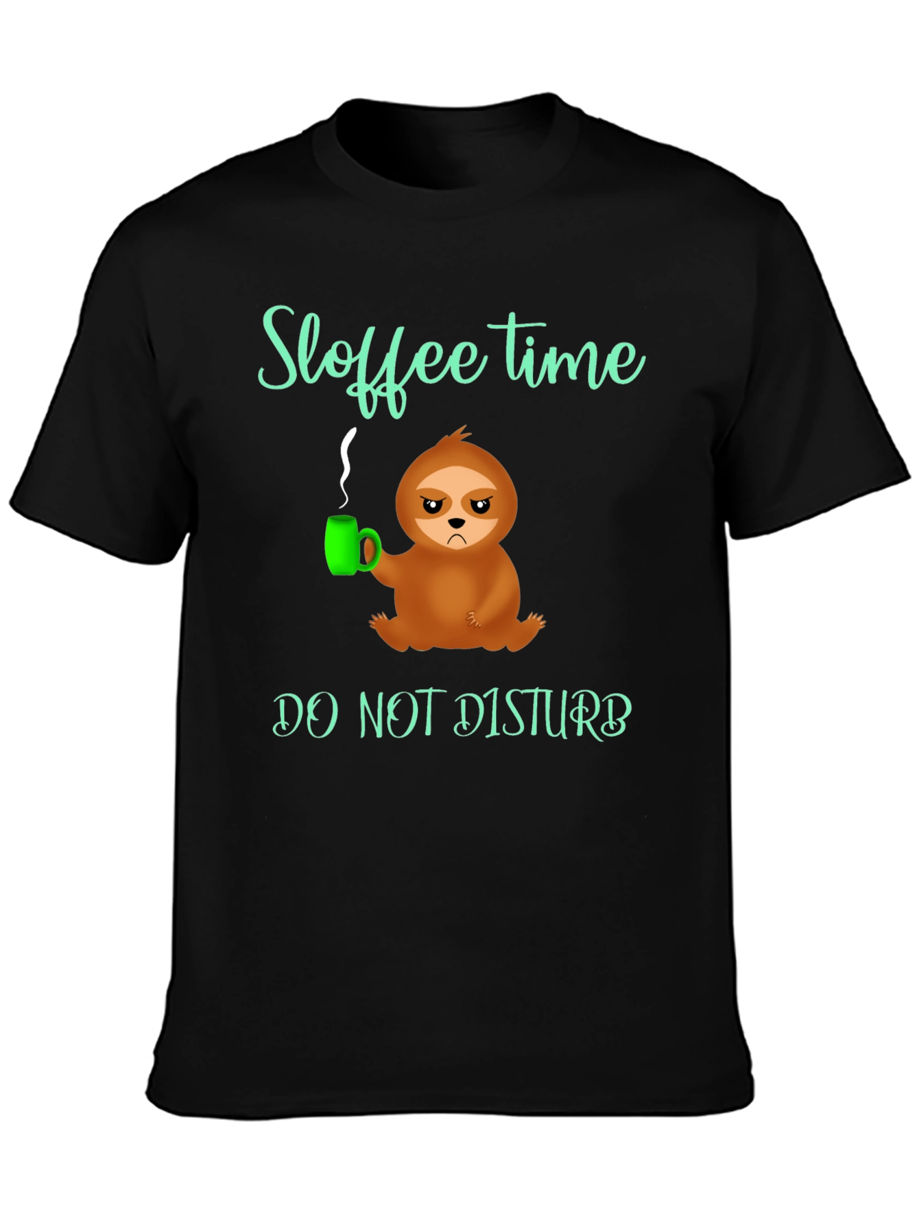 Black Sloffee Time Sloth Graphic Tee - Do Not Disturb view 3
