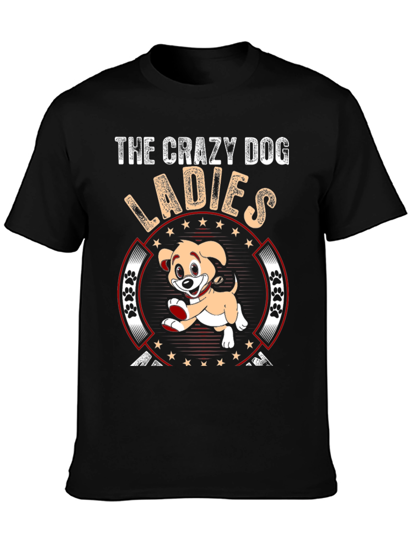 Black Crazy Dog Ladies T-Shirt - Novelty Graphic Tee view 3