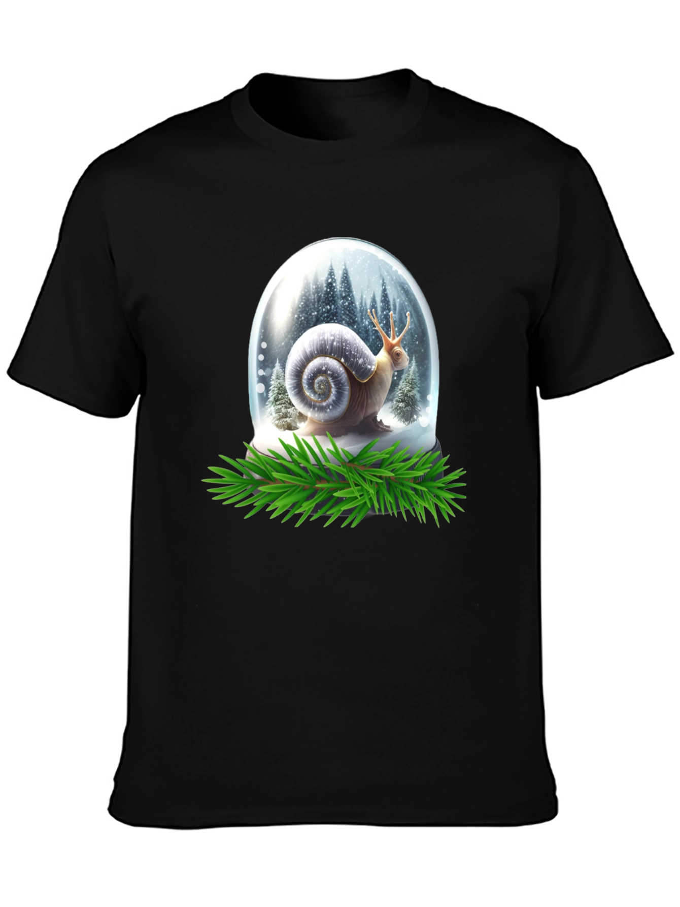 Black Snail Snow Globe Graphic Tee view 3