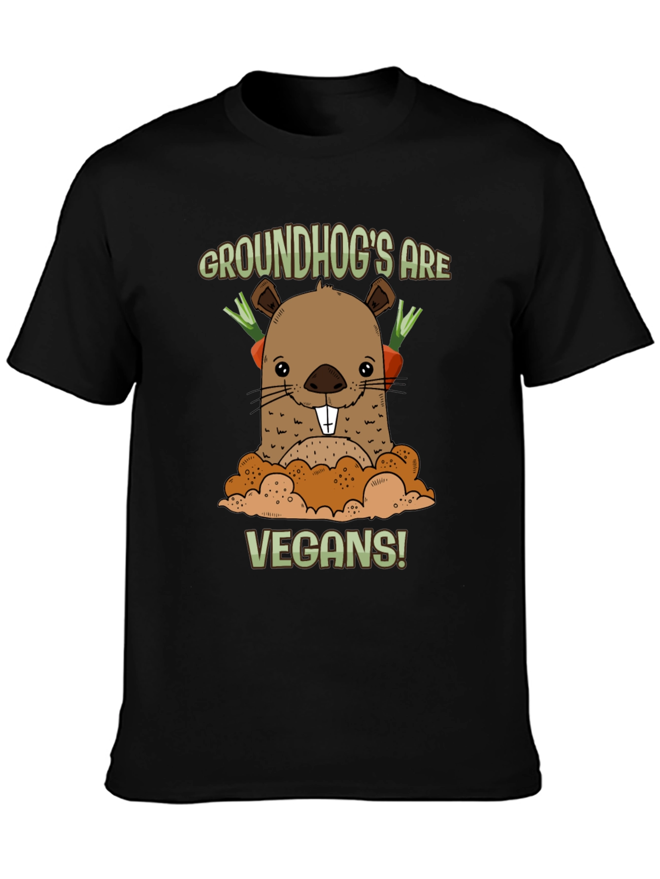 Black Groundhog Vegan T-Shirt view 3
