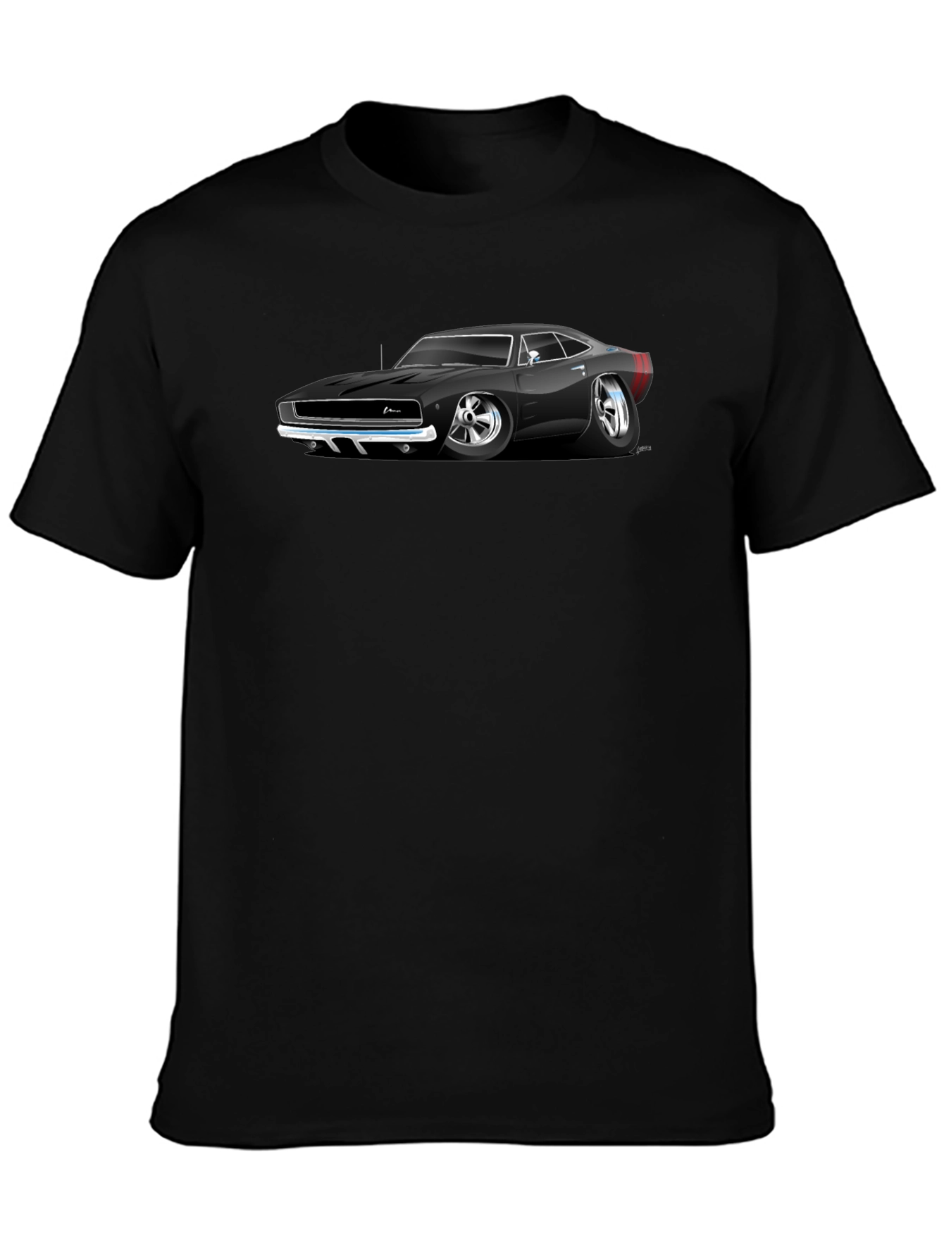 Black Classic Car Graphic Black T-Shirt view 3