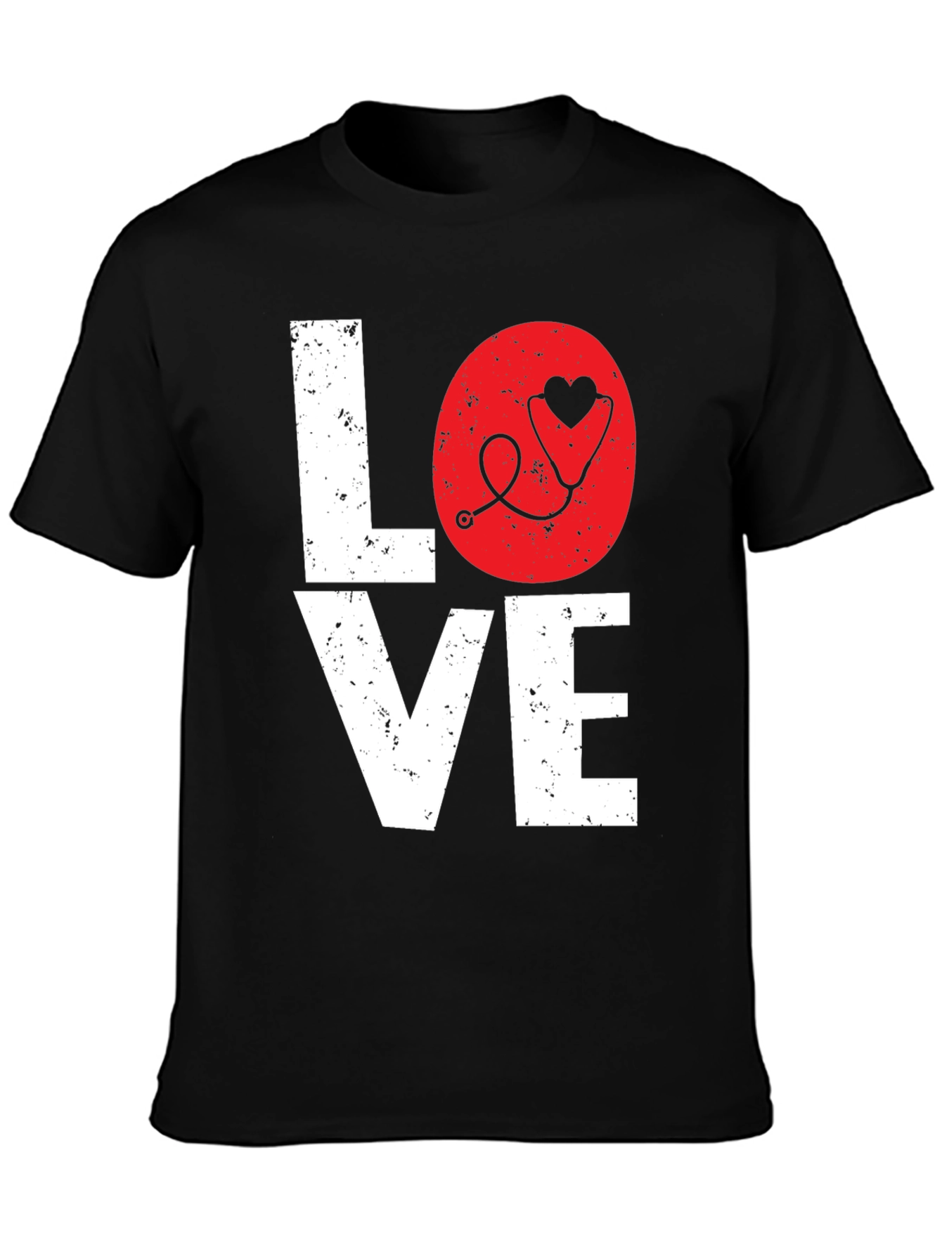 Black Love Nurse Stethoscope Heart Graphic Tee view 3