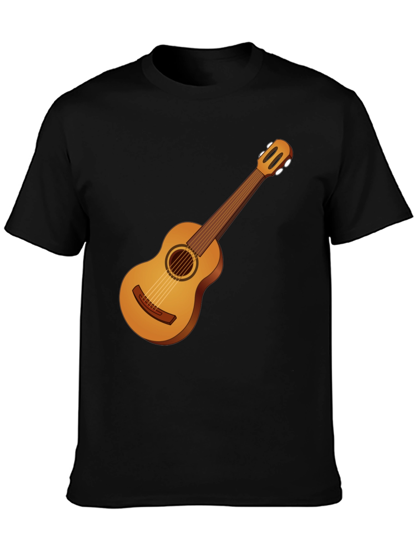 Black Guitar Graphic Tee - Black Cotton T-Shirt view 3