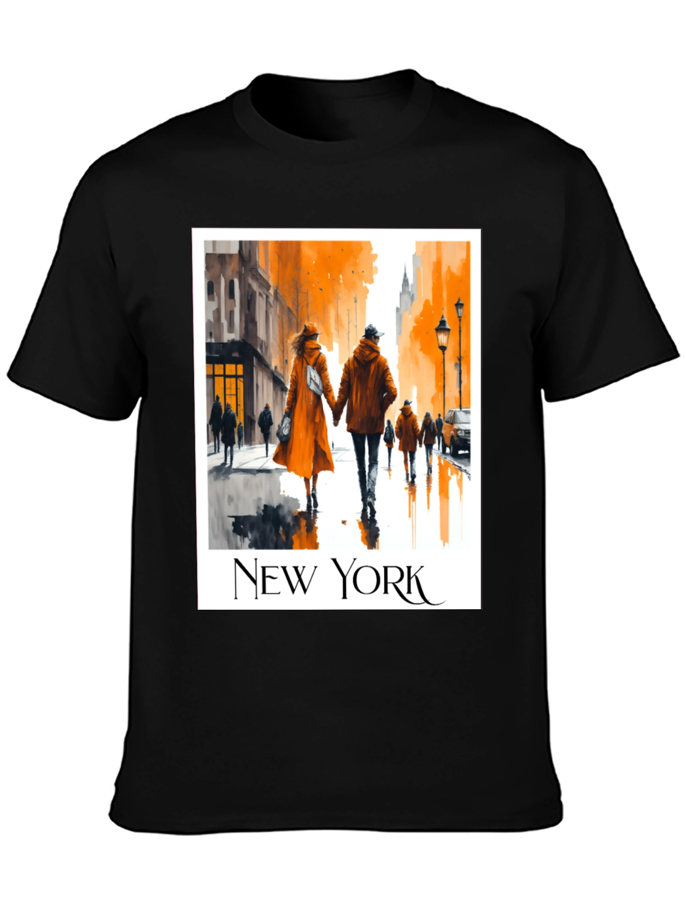 Black New York City Couple T-Shirt view 3
