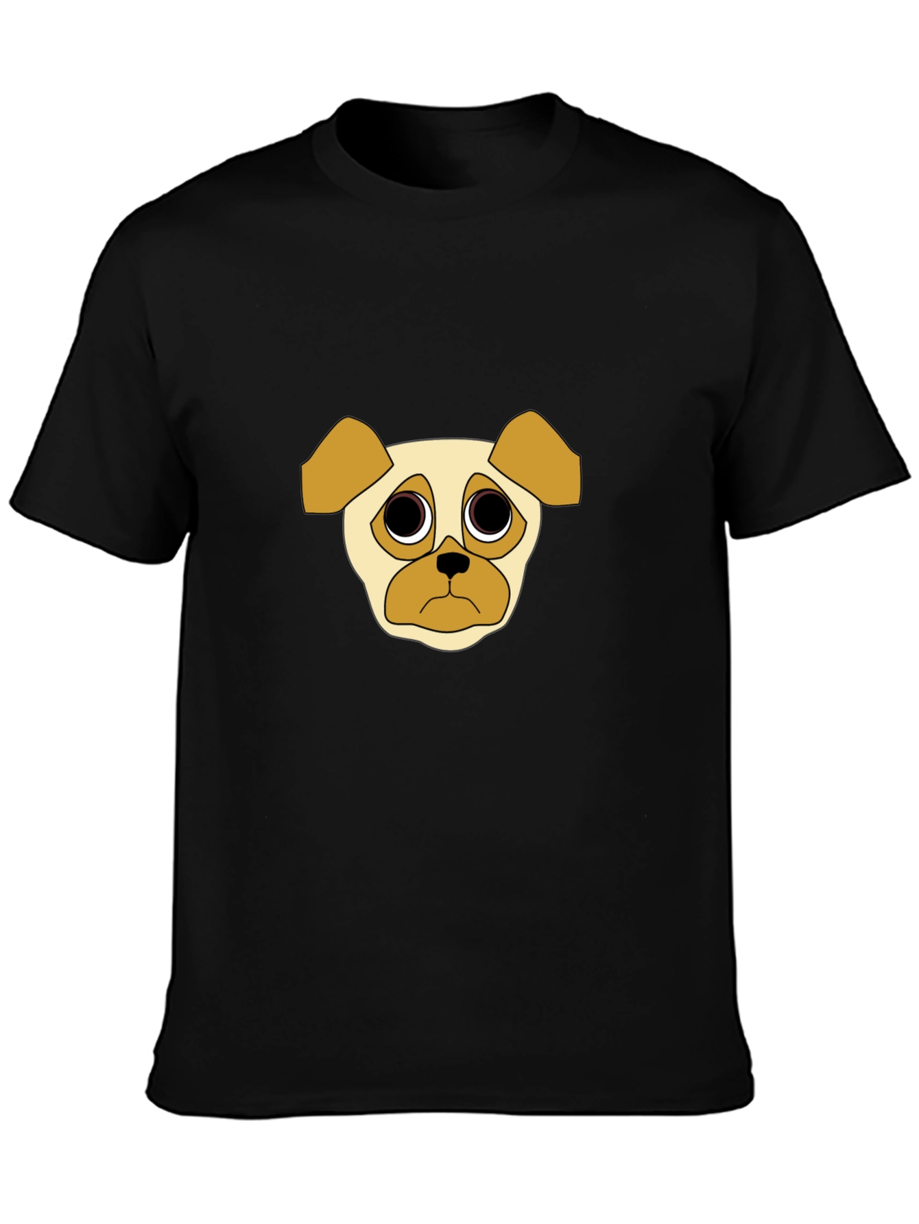 Black Sad Pug Graphic Tee - Black Cotton Casual T-Shirt view 3