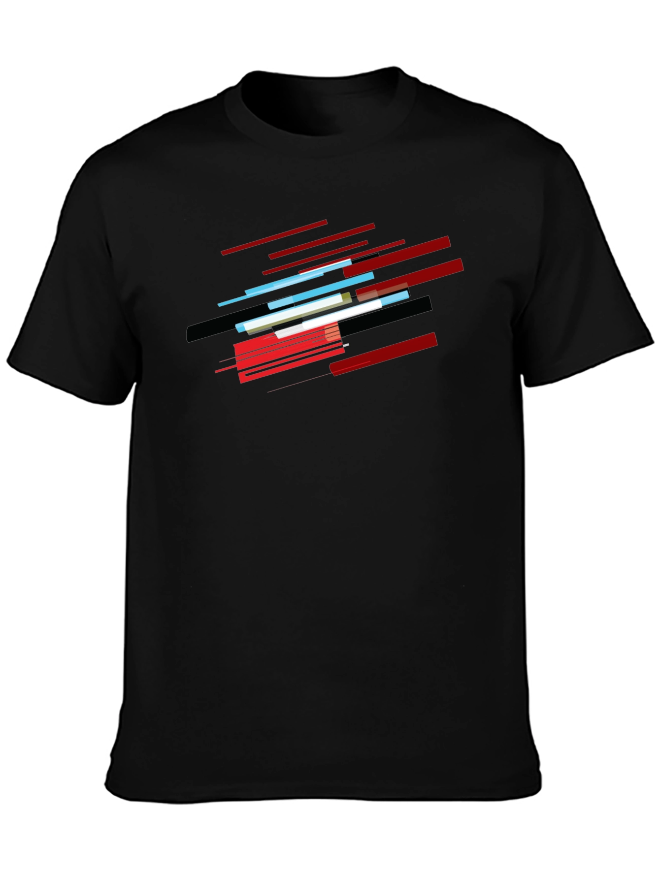 Black Abstract Lines Graphic Black T-Shirt view 3