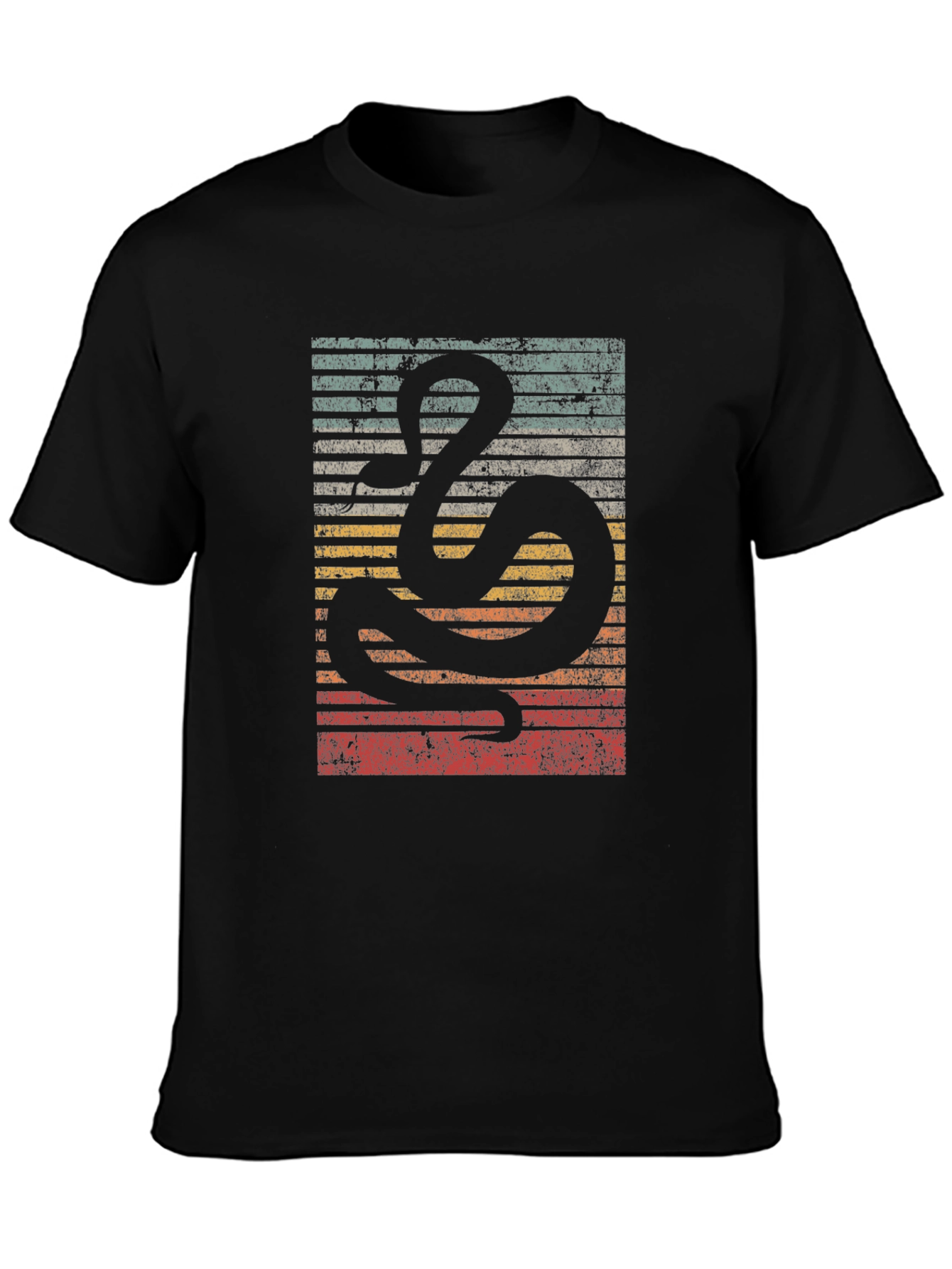 Black Retro Snake Graphic Tee - Vintage Style Comfort view 3