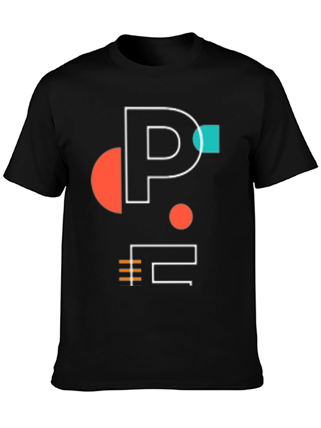 Black Modern Graphic Tee - Geometric P Design view 3