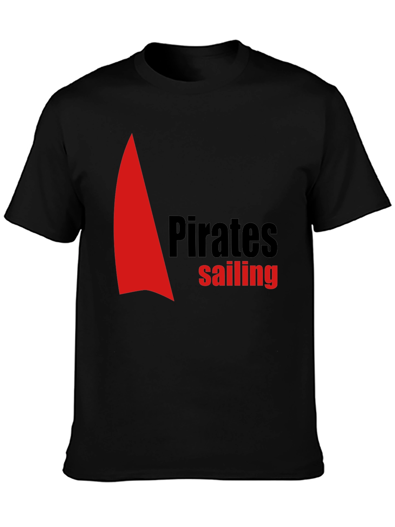 Black Pirates Sailing Black Cotton T-Shirt view 3