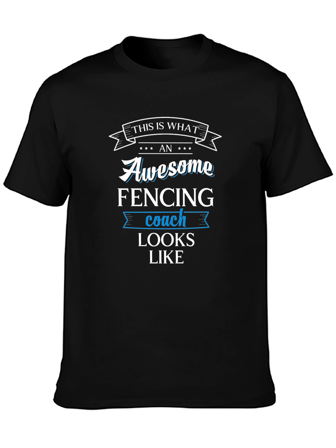 Black Awesome Fencing Coach Graphic T-Shirt view 3