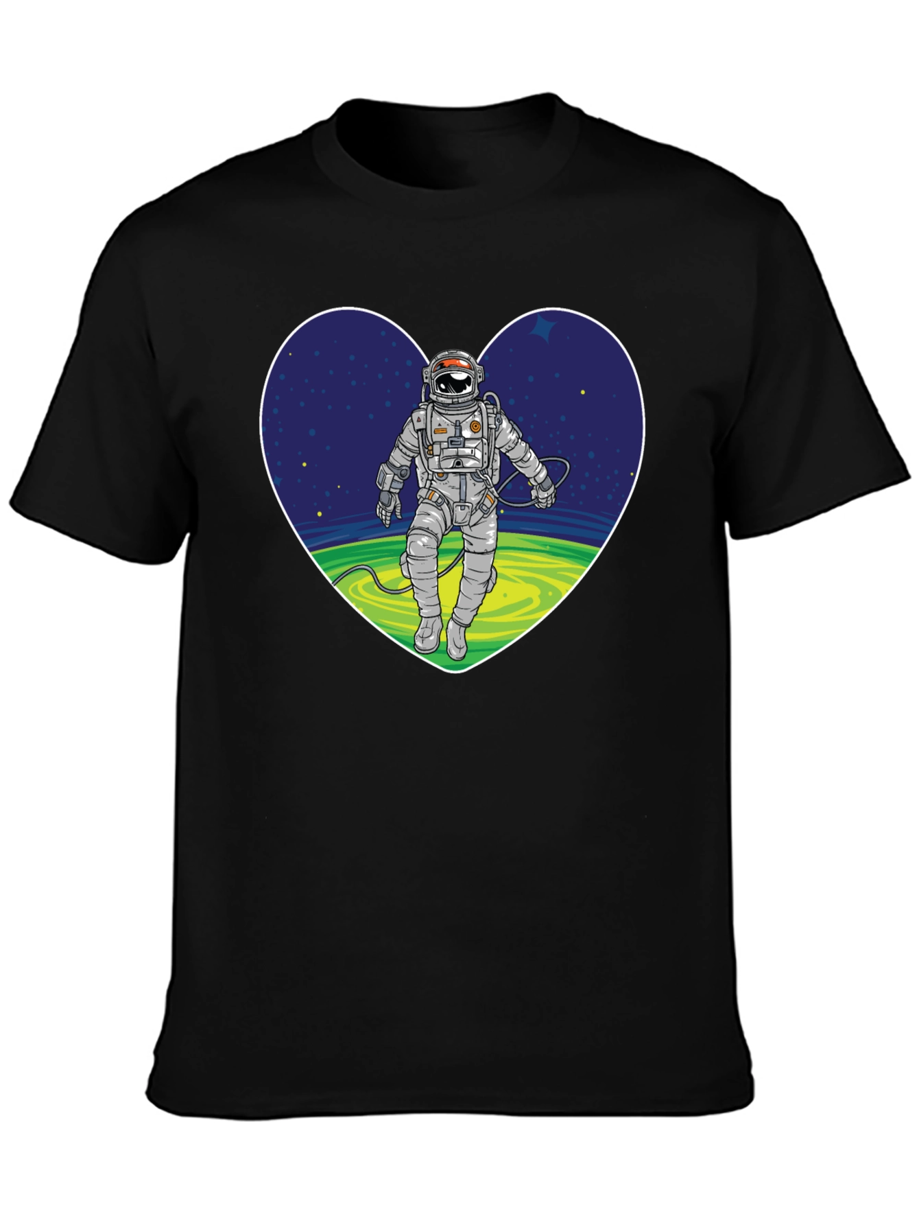 Black Astronaut in Heart Graphic T-Shirt view 3