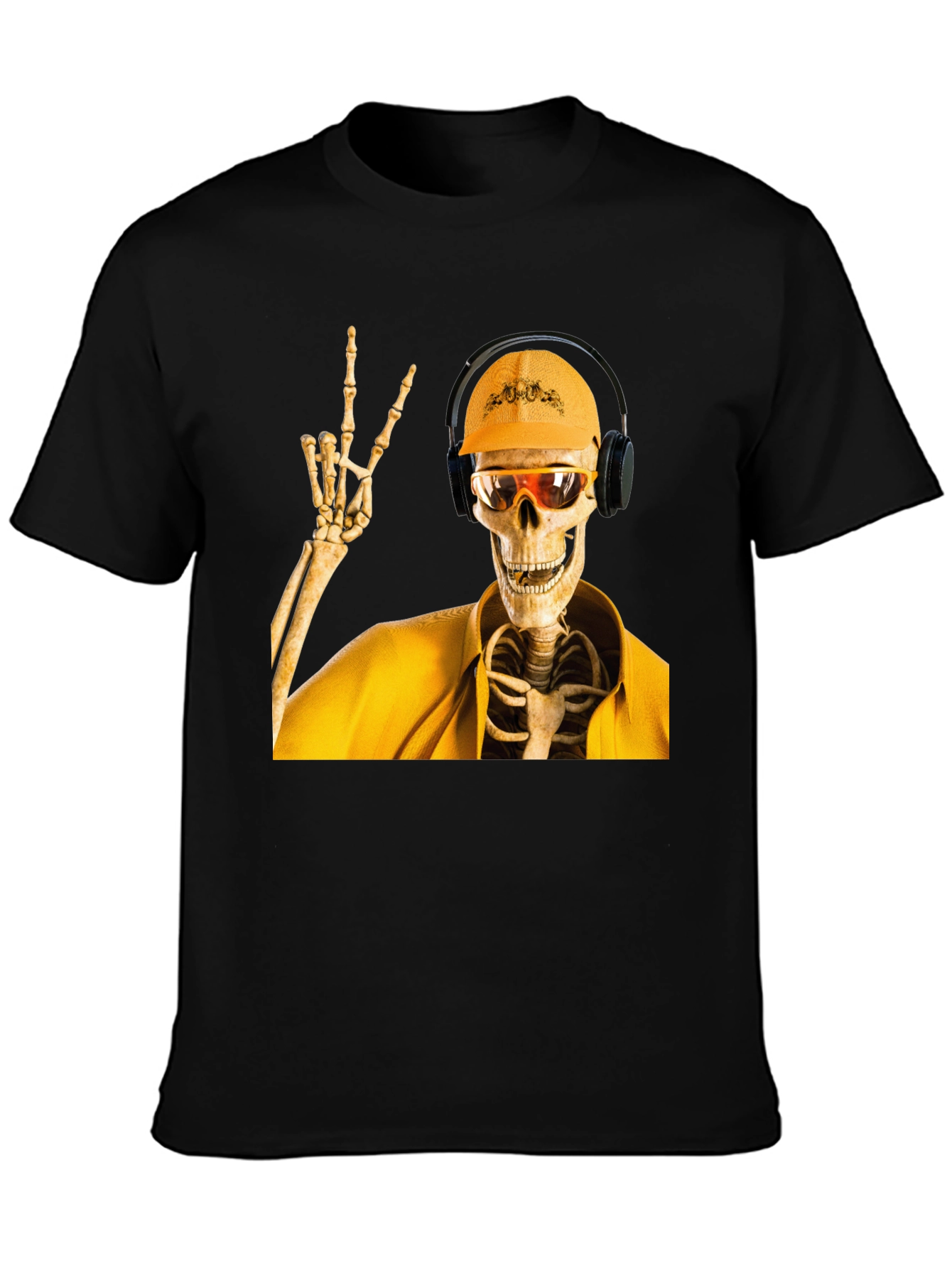 Black Construction Skeleton Graphic T-Shirt view 3