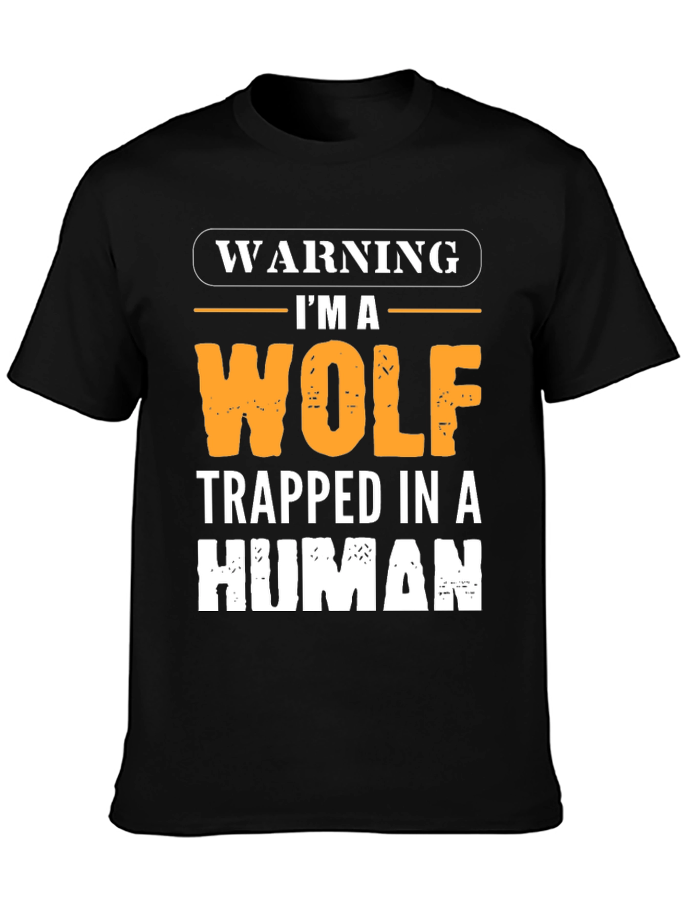 Black Warning I'm a Wolf Trapped in a Human T-Shirt view 3