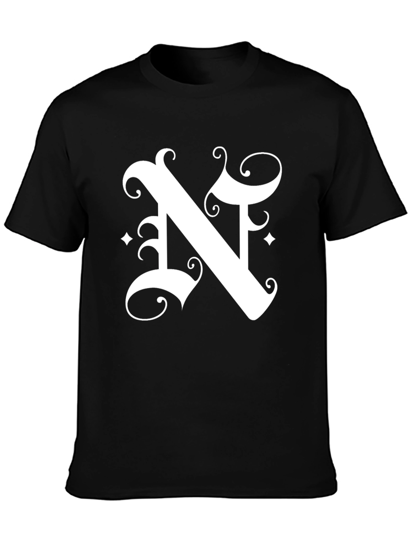 Black Letter N Graphic Tee - Black Cotton Blend Shirt view 3