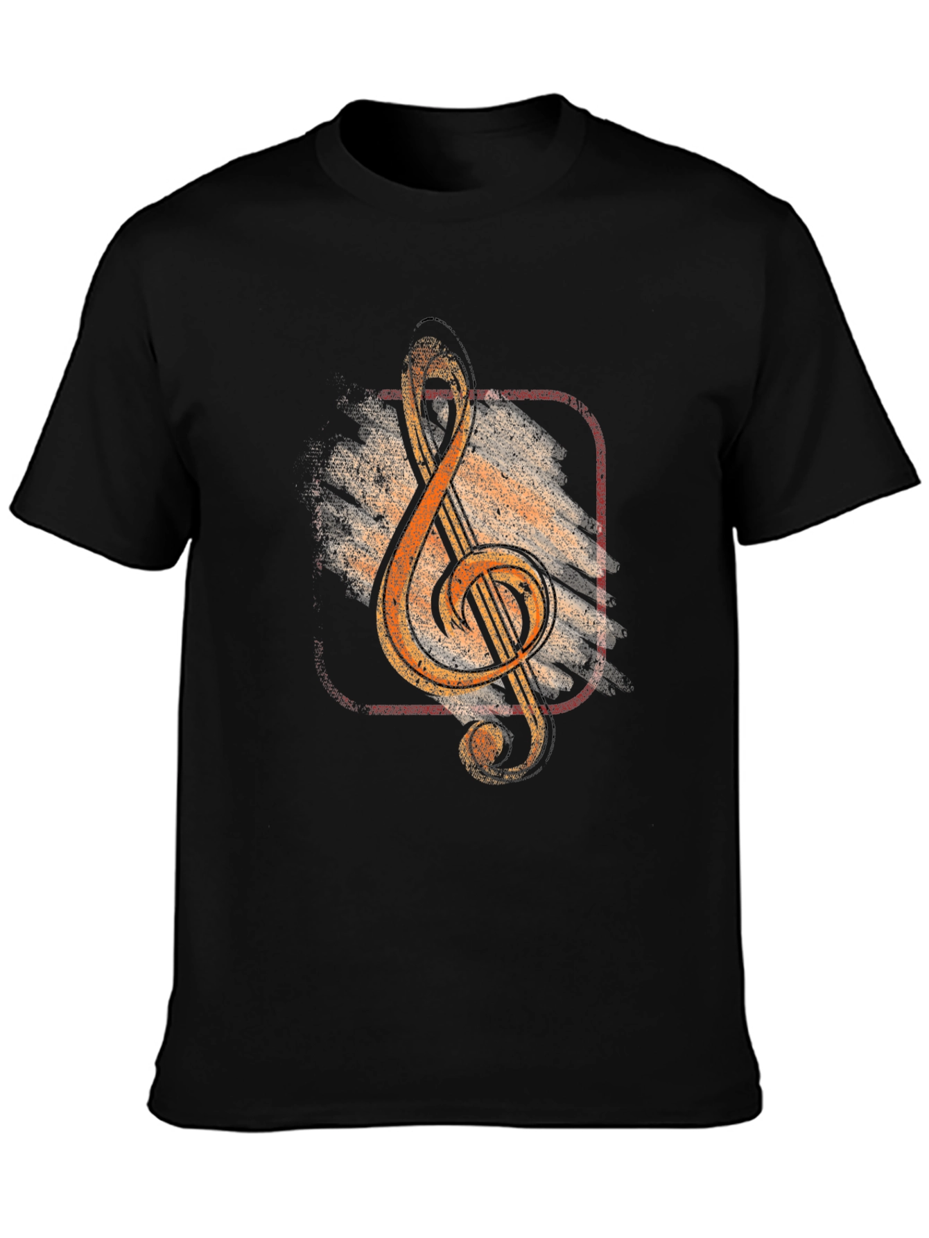 Black Vintage Music Treble Clef Graphic T-Shirt view 3
