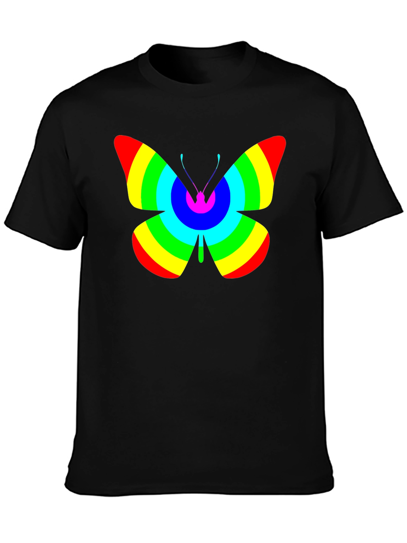 Black Rainbow Butterfly Graphic Black T-Shirt view 3