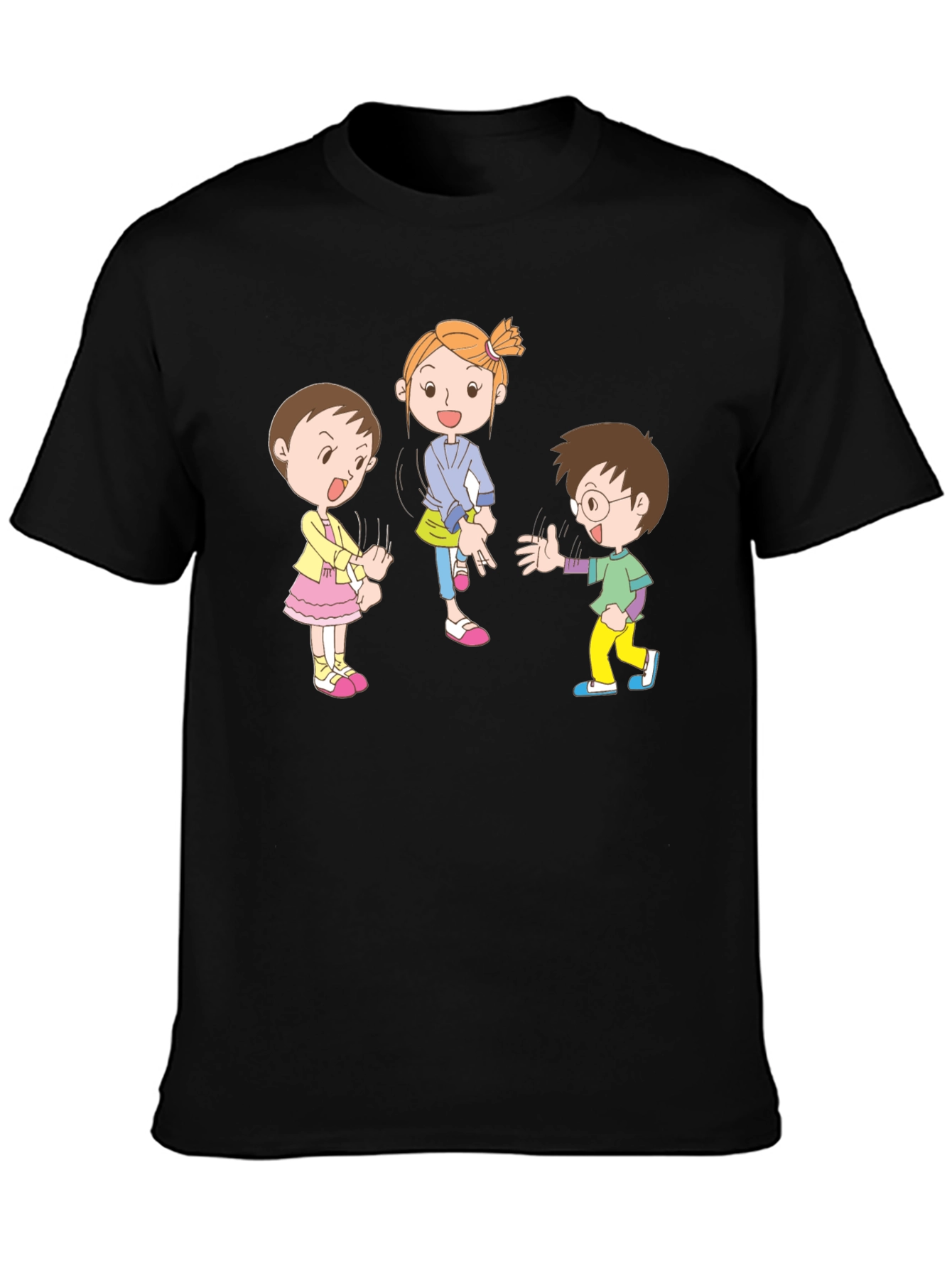 Black Cartoon Kids Black Cotton Graphic Tee view 3