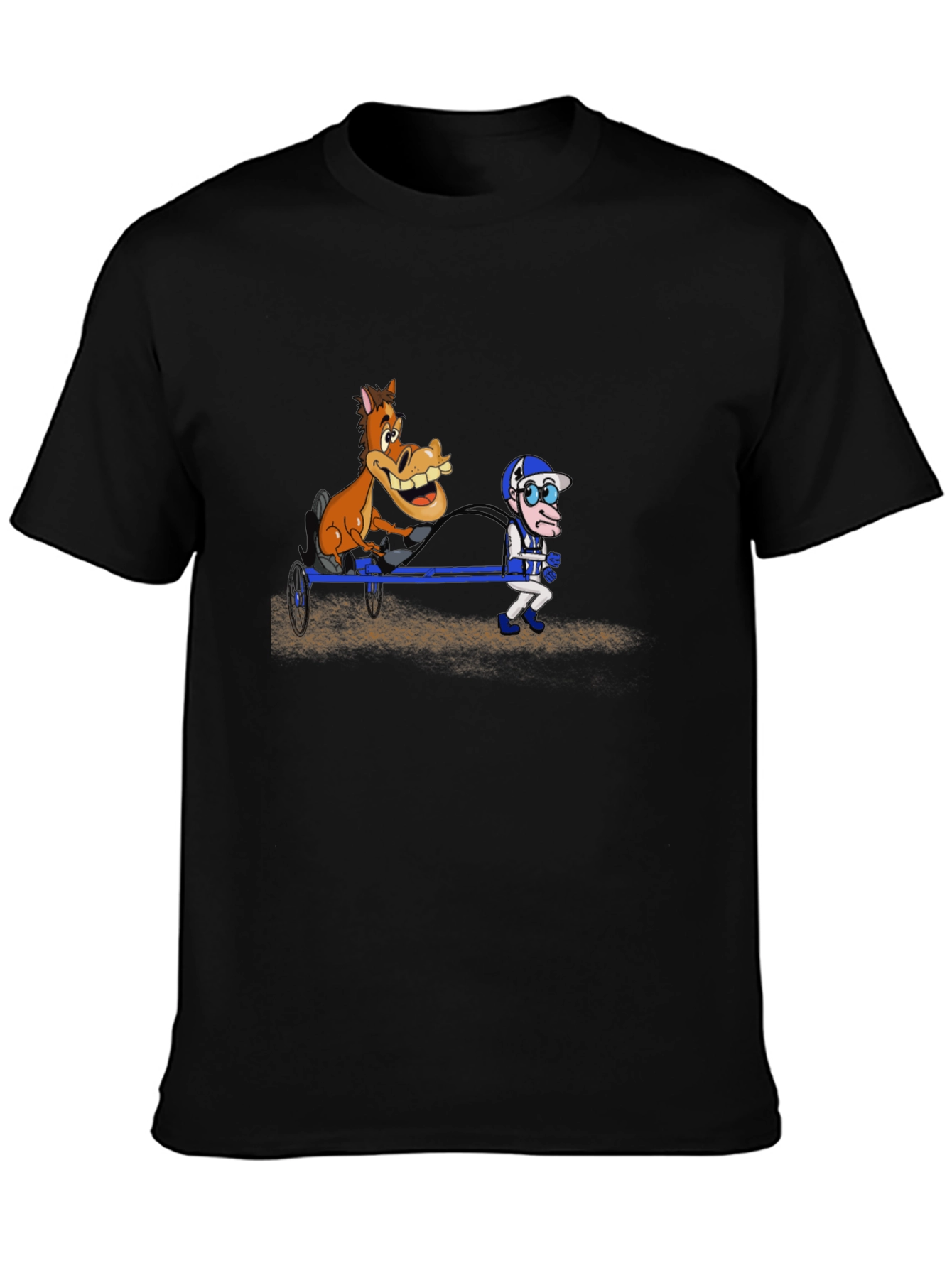 Black Cartoon Horse & Jockey Black T-Shirt view 3