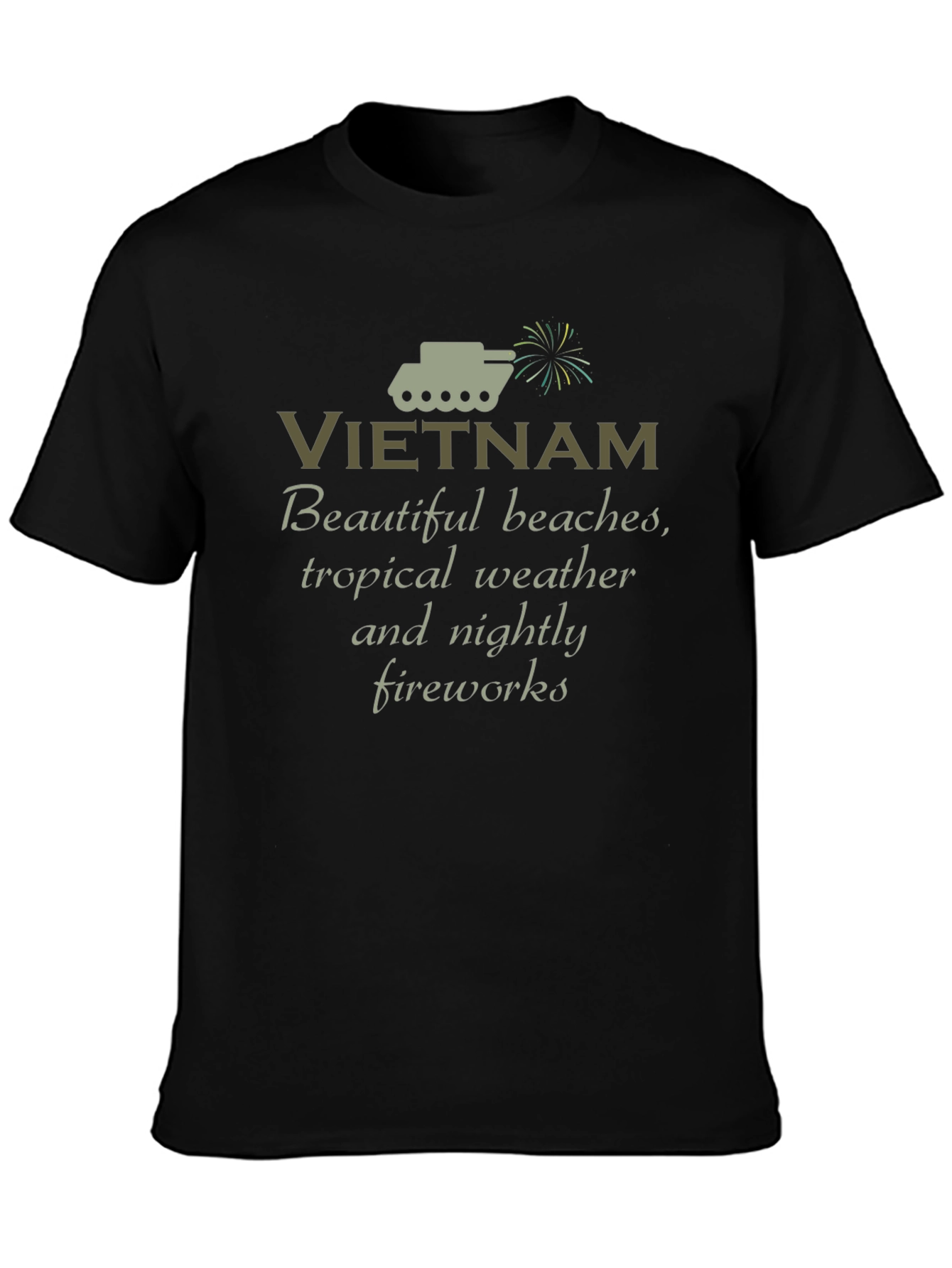 Black Vietnam Sarcastic Humor Black T-Shirt view 3