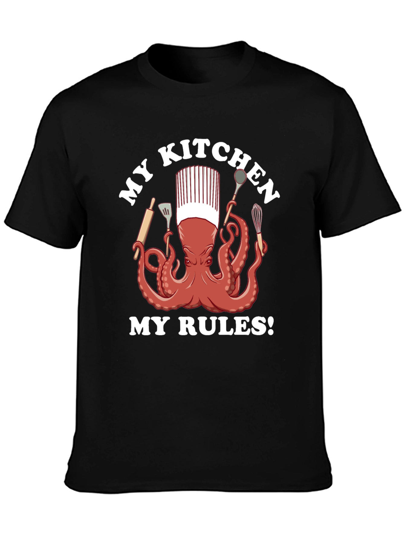 Black Chef Octopus Graphic T-Shirt - Kitchen Rules view 3